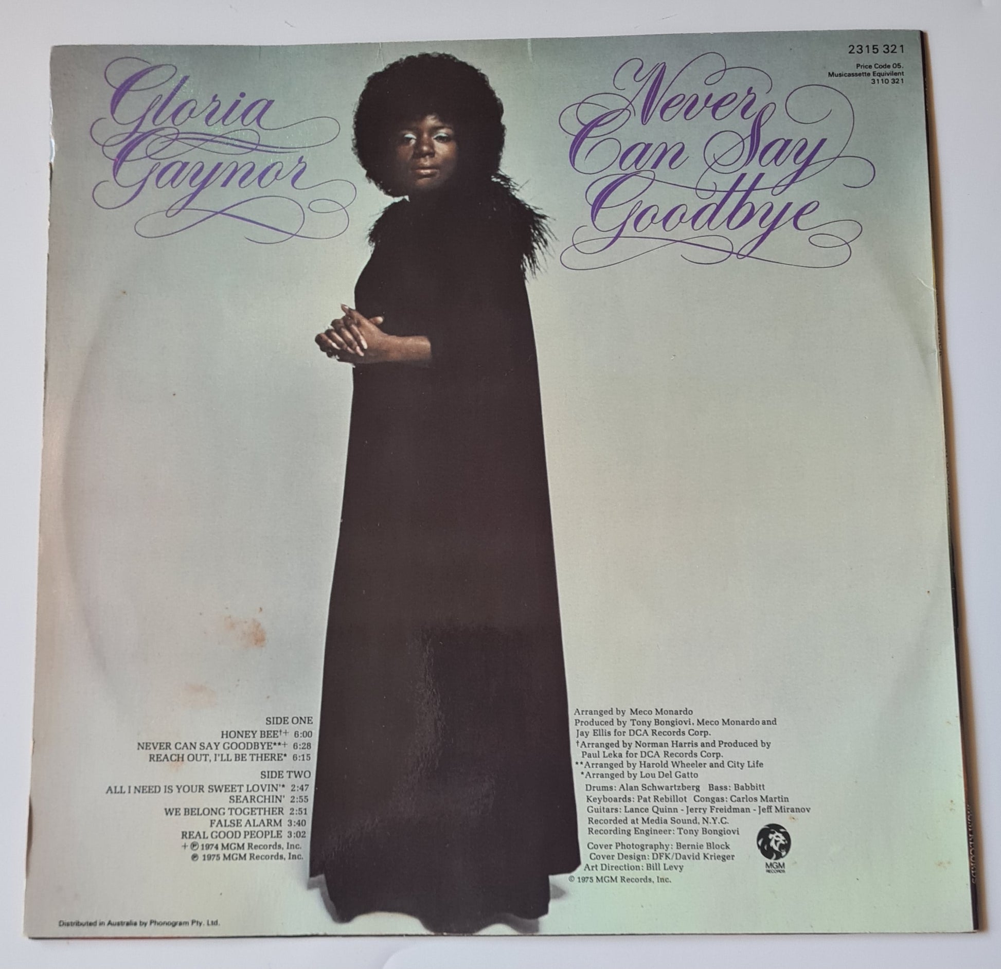 Gloria Gaynor - Never Can Say Goodbye - 1975 - Vinyl Record LP - Sound Hound Records