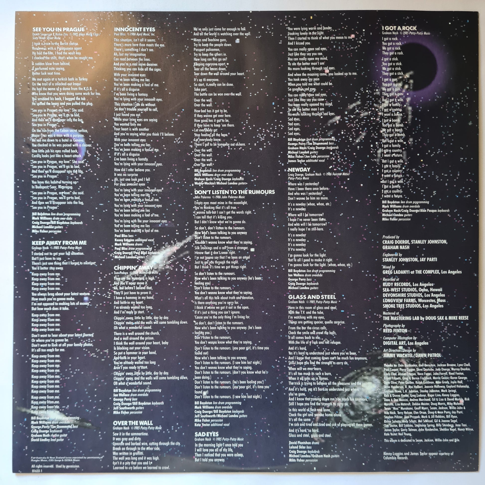Graham Nash – Innocent Eyes - 1986 - Vinyl Record LP - Sound Hound Records