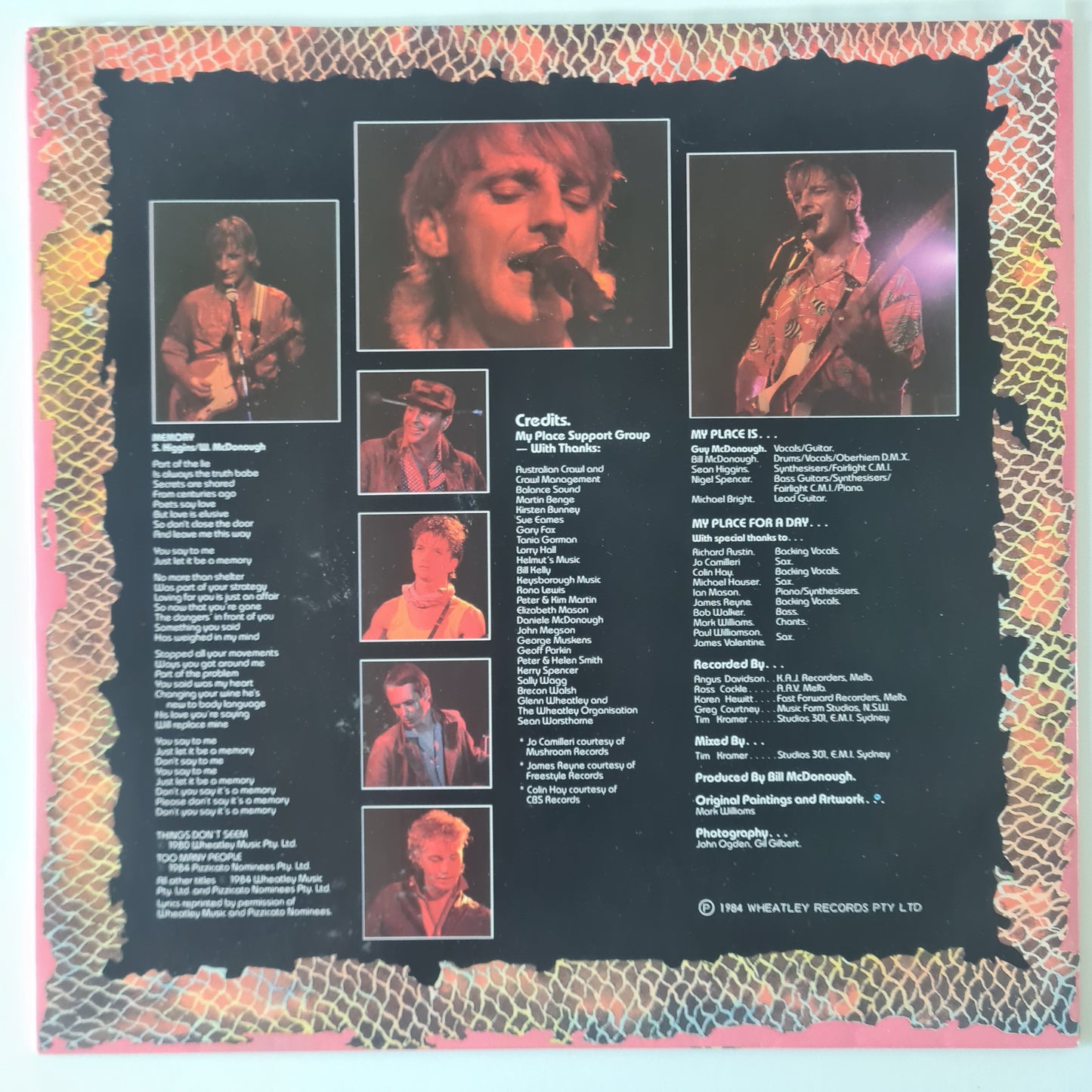 Guy McDonough (Australian Crawl) – My Place - 1984 - Vinyl Record LP - Sound Hound Records
