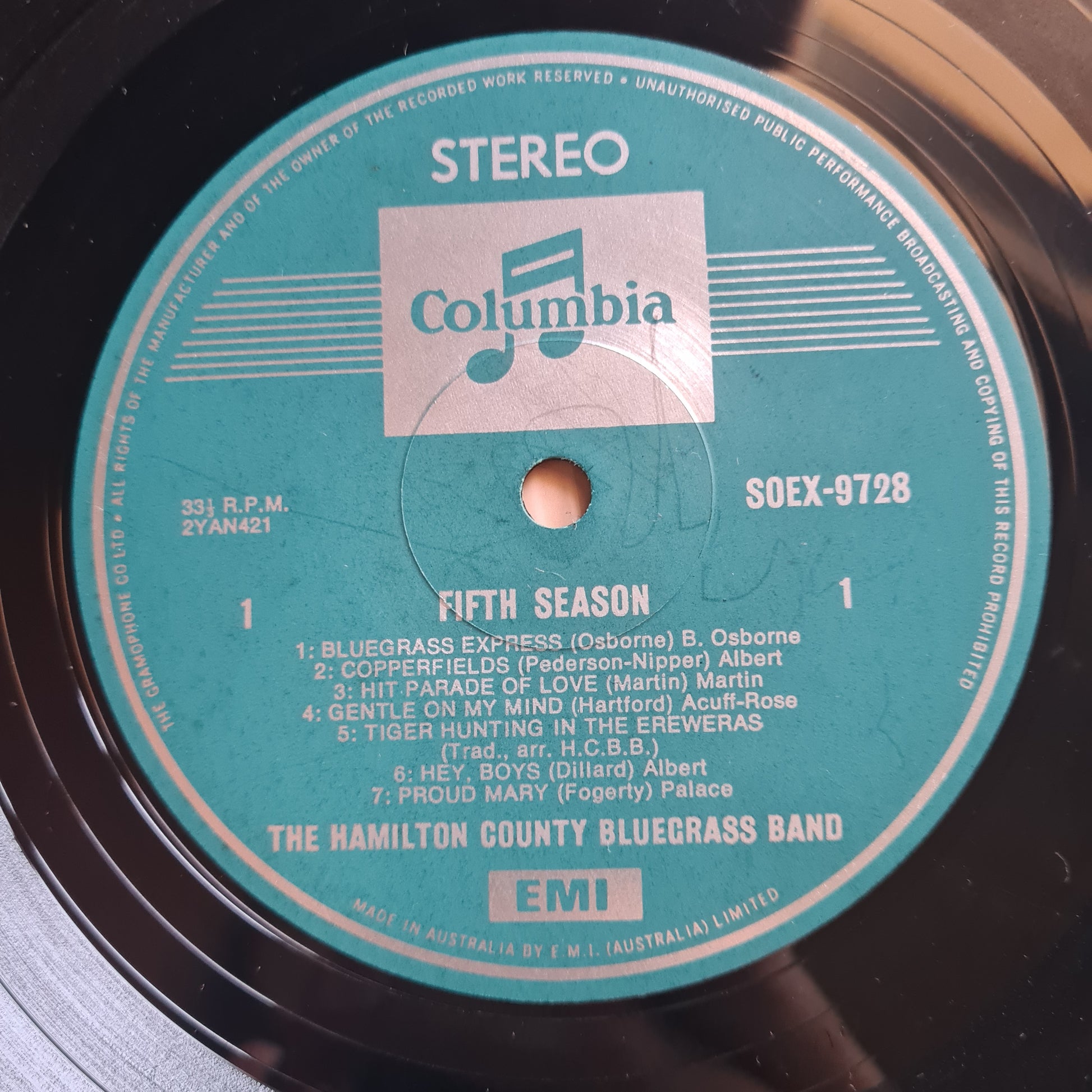 Hamilton County Bluegrass Band – Fifth Season - 1970 - Vinyl Record LP - Sound Hound Records
