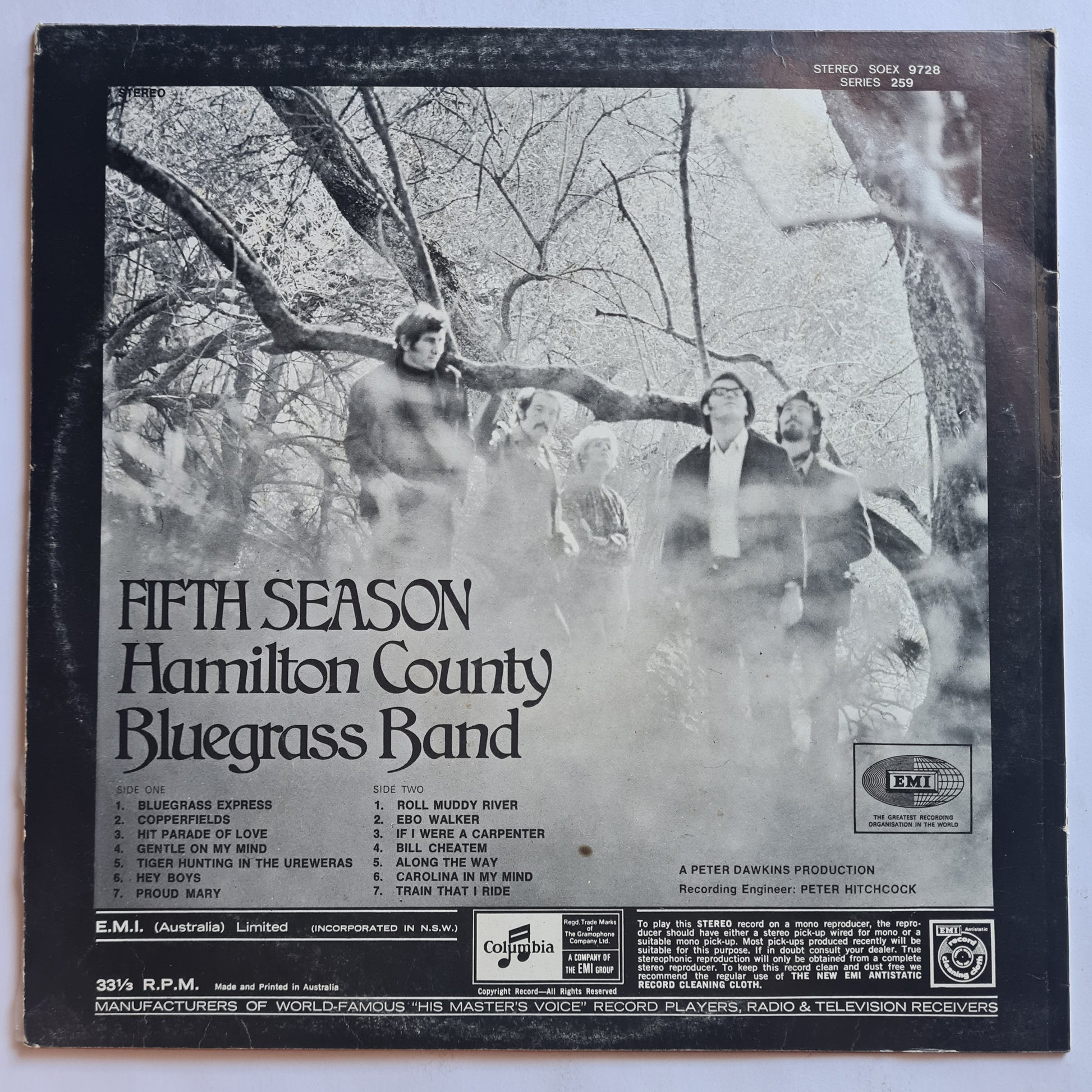 Hamilton County Bluegrass Band – Fifth Season - 1970 - Vinyl Record LP - Sound Hound Records