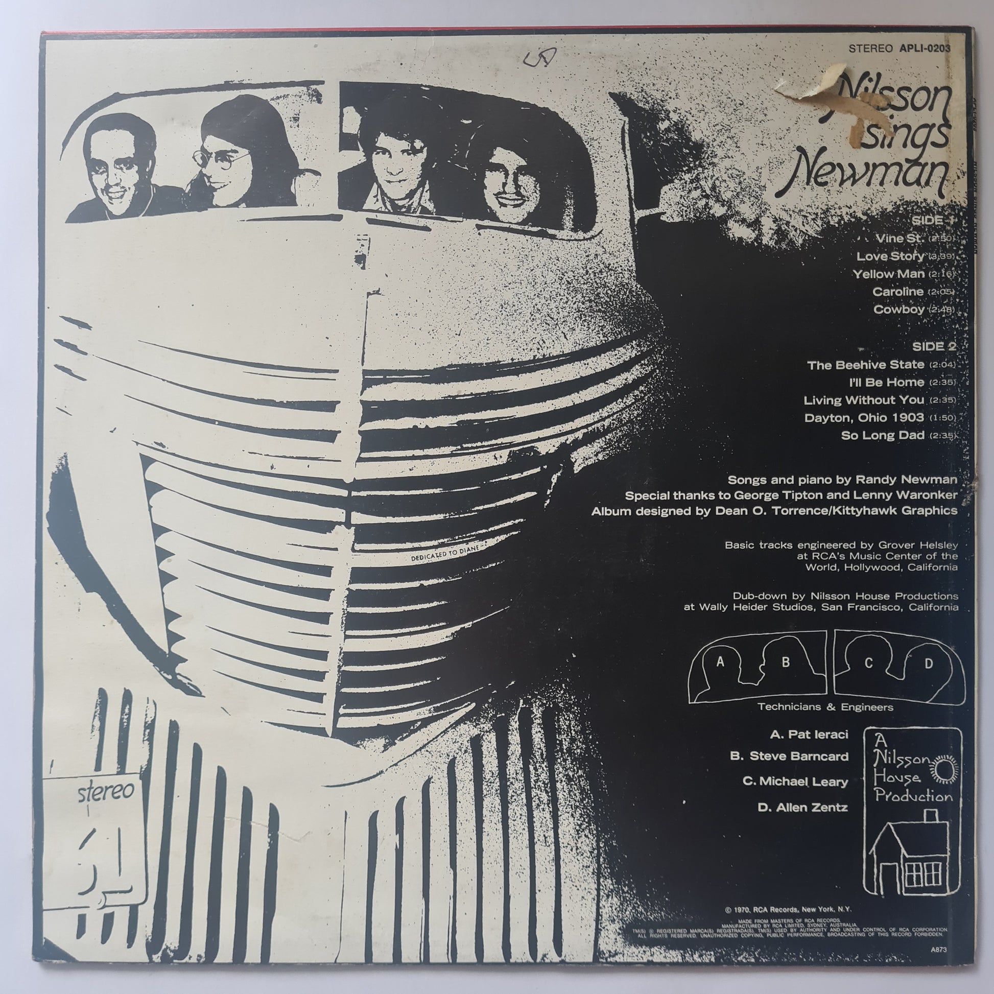 Harry Nilsson & Randy Newman – Nilsson Sings Newman - 1973 - Vinyl Record LP - Sound Hound Records
