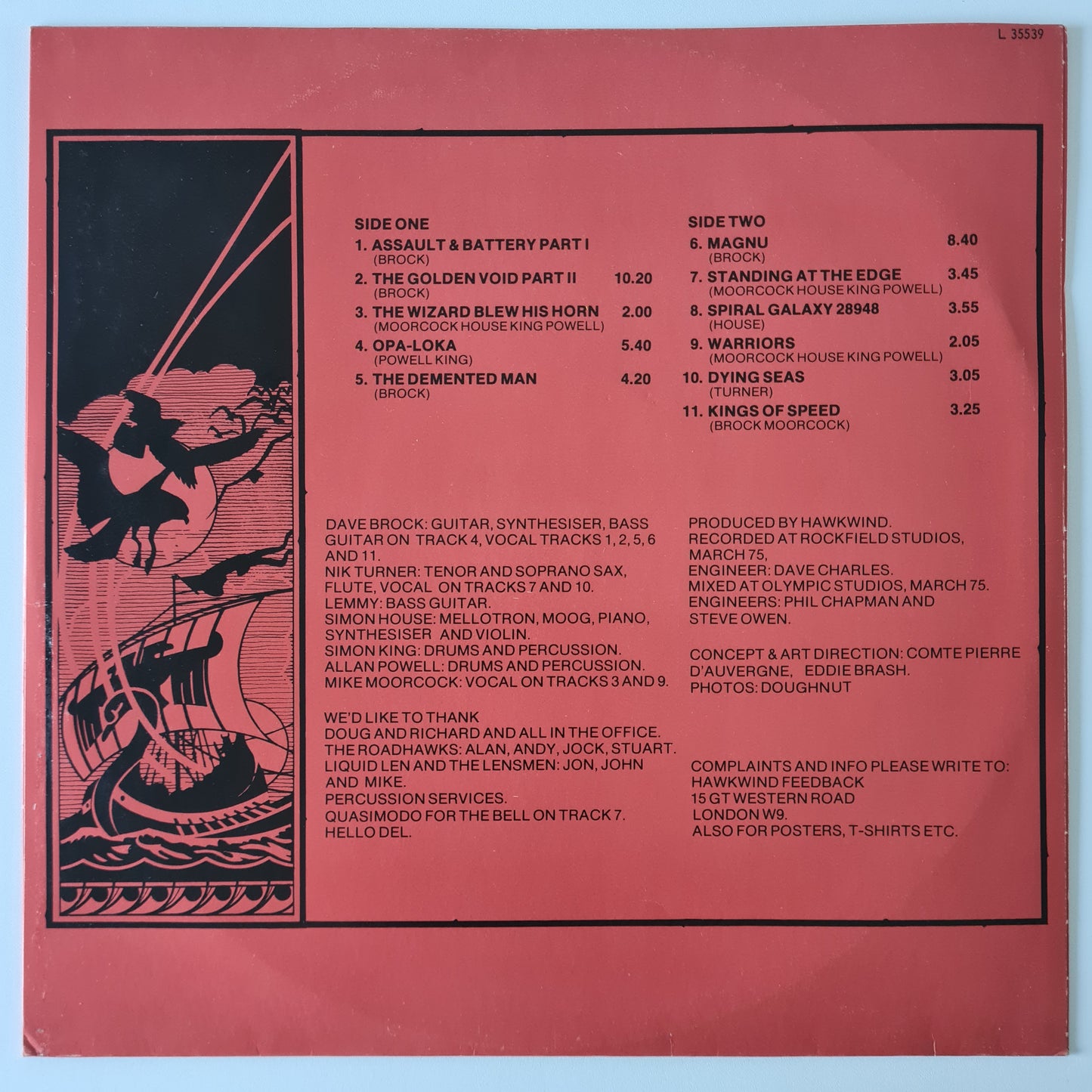 Hawkwind – Warrior On The Edge Time - 1975 - Vinyl Record LP - Sound Hound Records