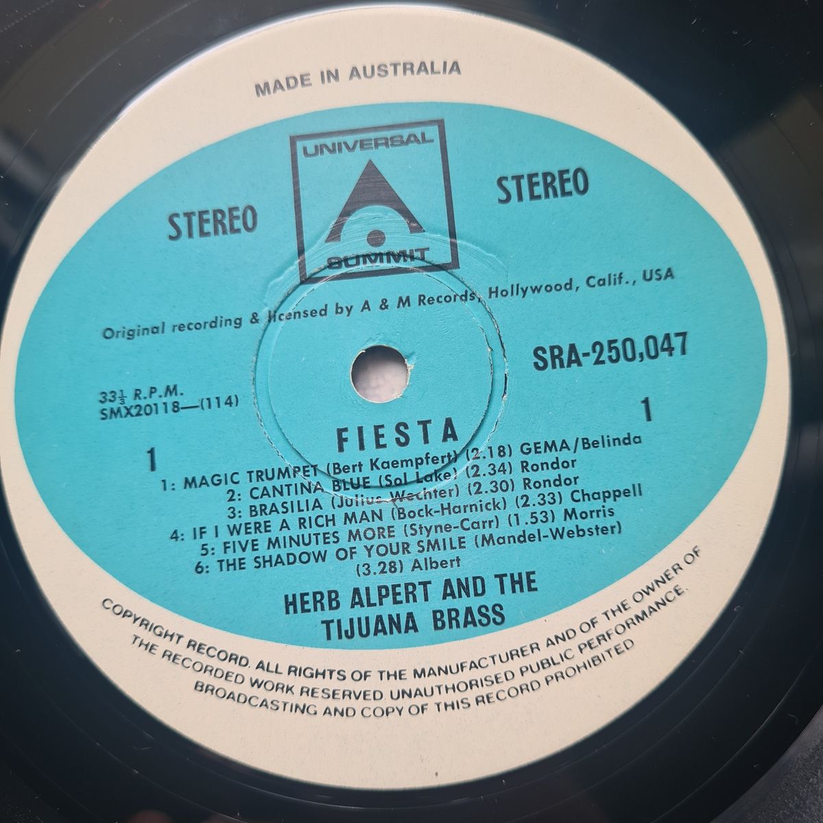 Herb Alpert & The Tijuana Brass – Fiesta - 1972 - Vinyl Record LP
