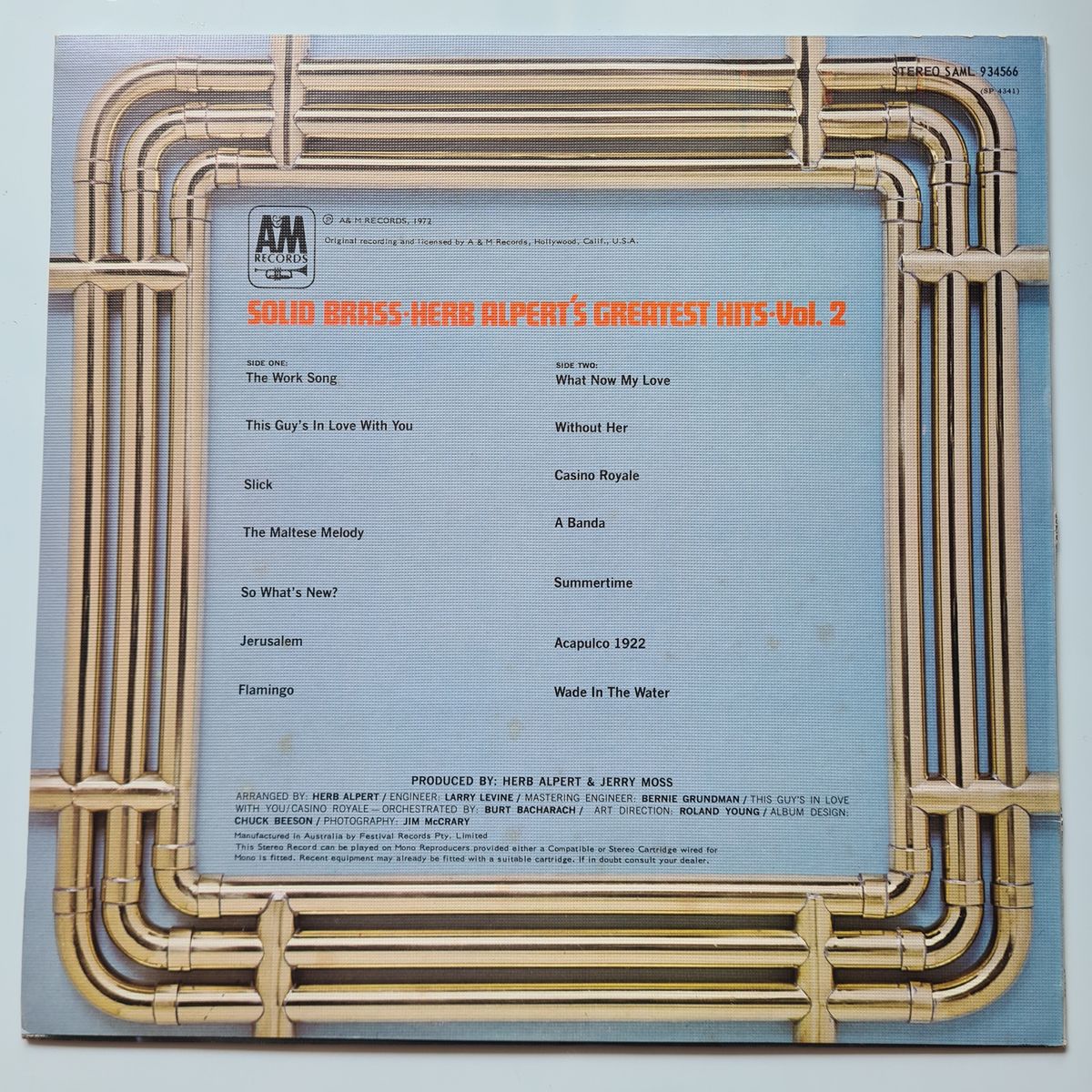 Herb Alpert & The Tijuana Brass – Solid Brass: Herb Alpert's Greatest Hits Vol. 2 - 1972 - Vinyl Record LP