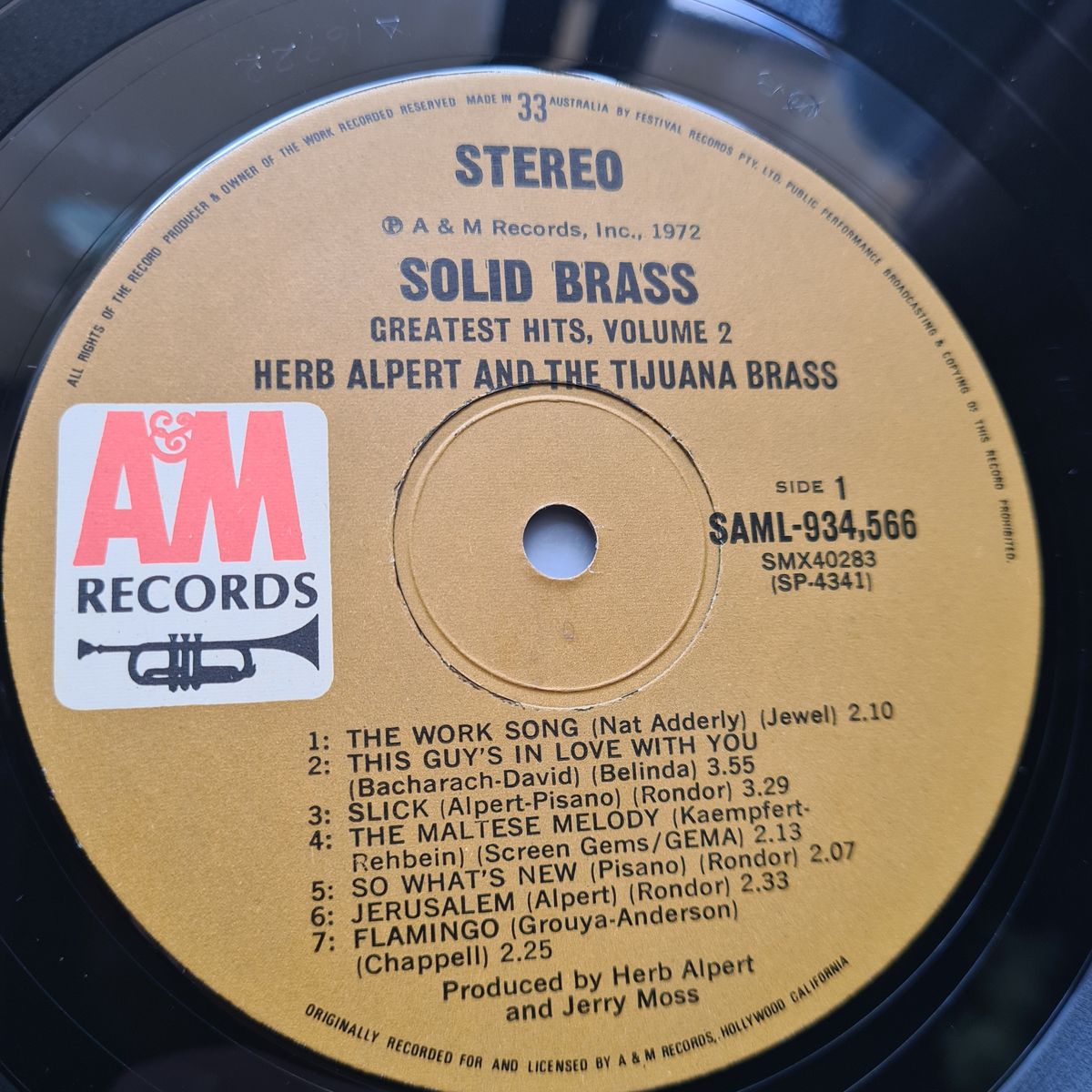 Herb Alpert & The Tijuana Brass – Solid Brass: Herb Alpert's Greatest Hits Vol. 2 - 1972 - Vinyl Record LP