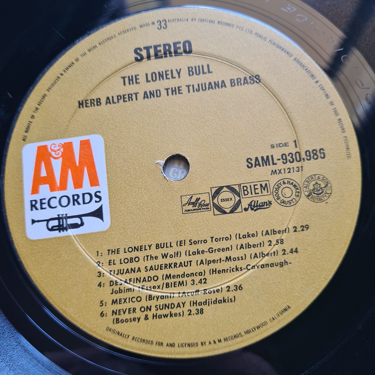 Herb Alpert & The Tijuana Brass – The Lonely Bull - 1963 (1967 Australian Reissue) - Vinyl Record LP