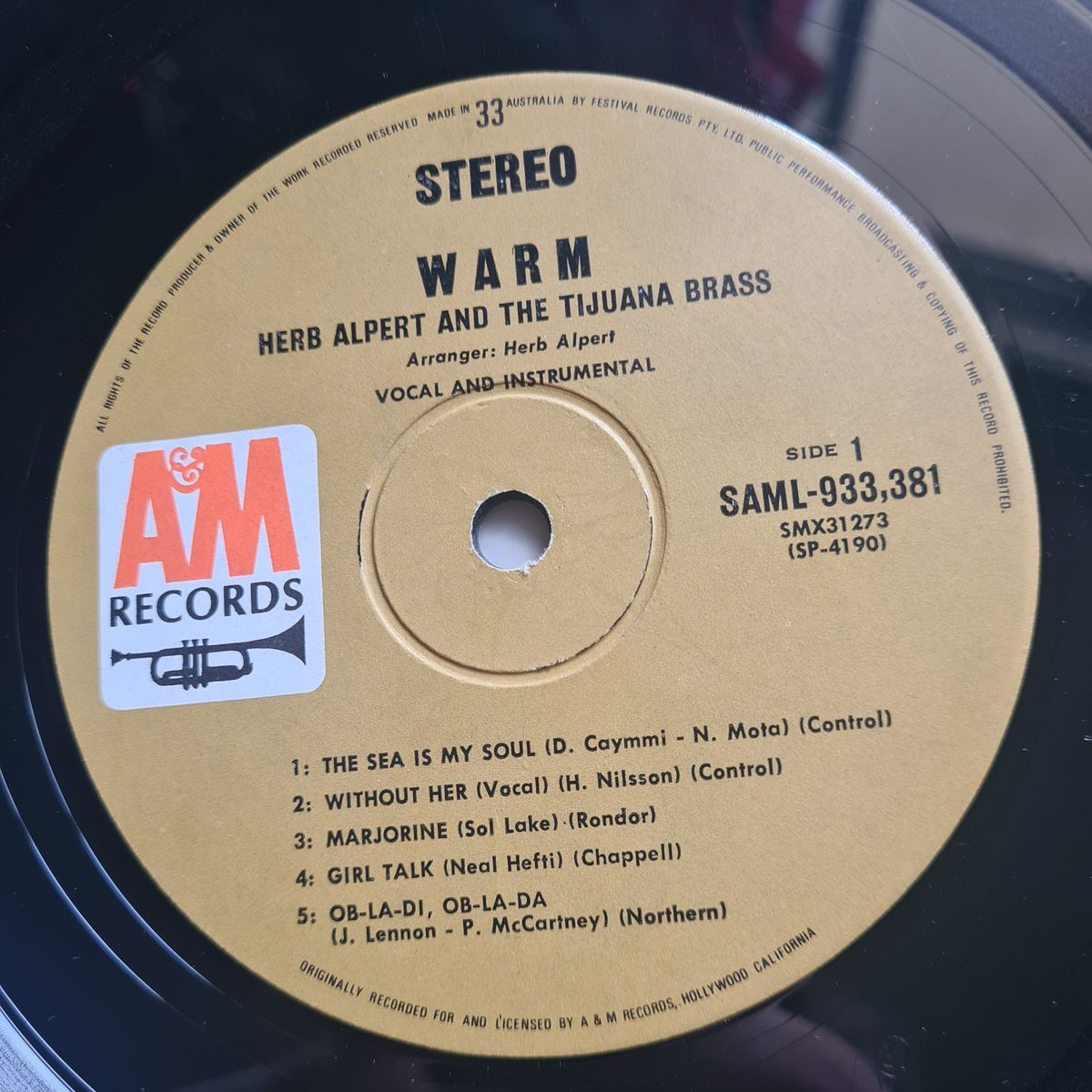 Herb Alpert & The Tijuana Brass – Warm - 1969 - Vinyl Record LP