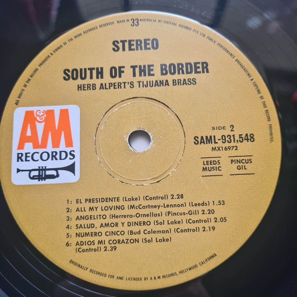 Herb Alpert's Tijuana Brass – South Of The Border - 1964 - Vinyl Record LP