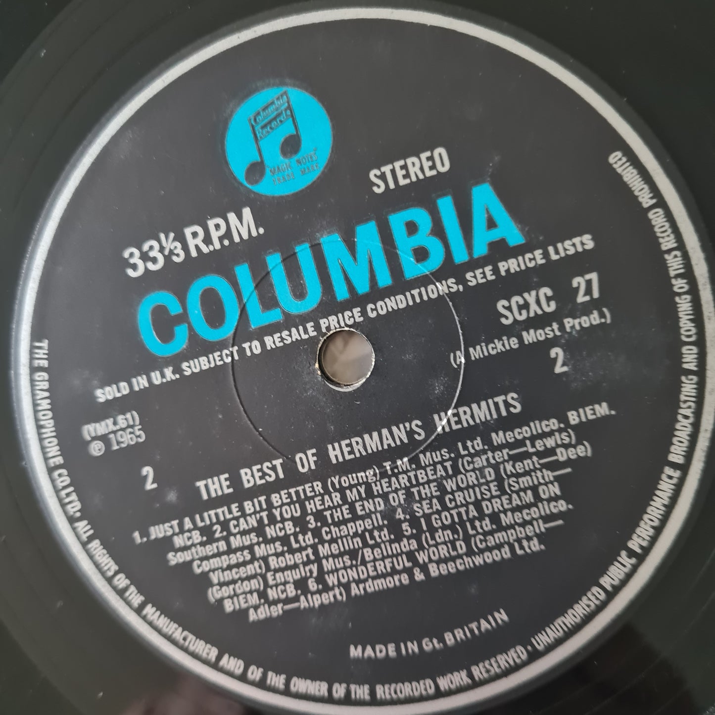 Herman's Hermits – The Best Of Herman's Hermits - 1965 (UK Pressing) - Vinyl Record LP - Sound Hound Records