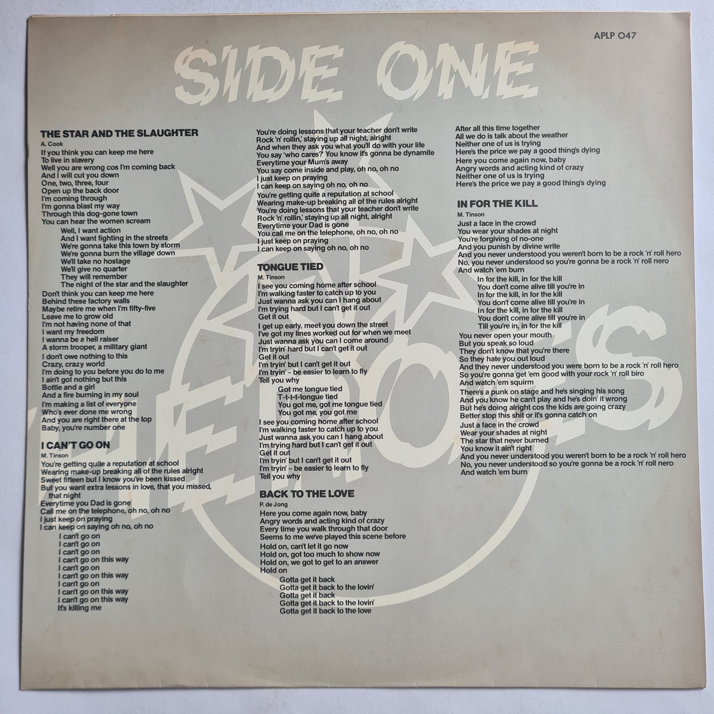 Heroes – Heroes - 1980 - Vinyl Record LP - Sound Hound Records