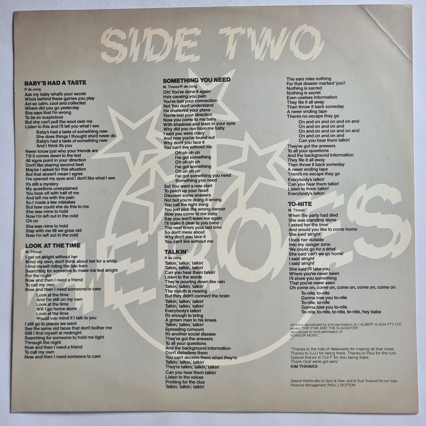 Heroes – Heroes - 1980 - Vinyl Record LP - Sound Hound Records