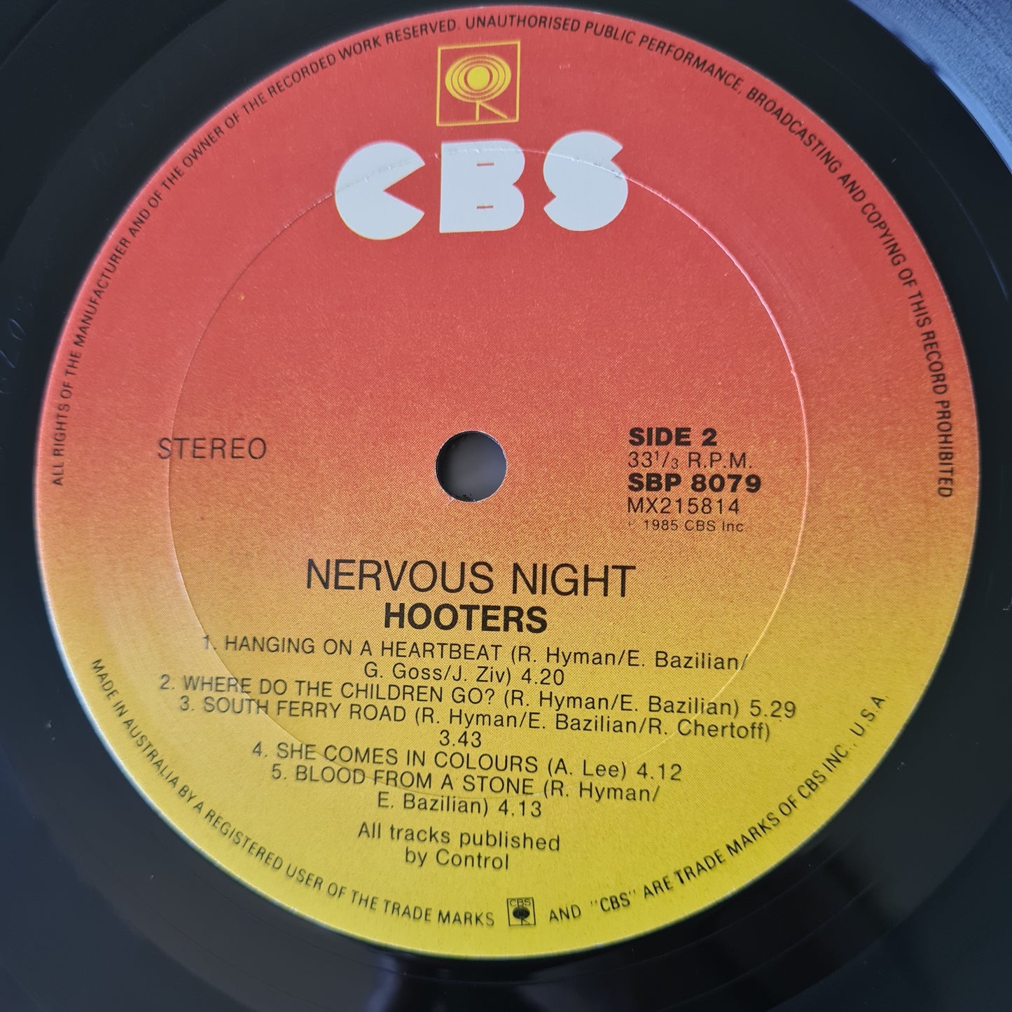 Hooters – Nervous Night - 1985 - Vinyl Record LP - Sound Hound Records
