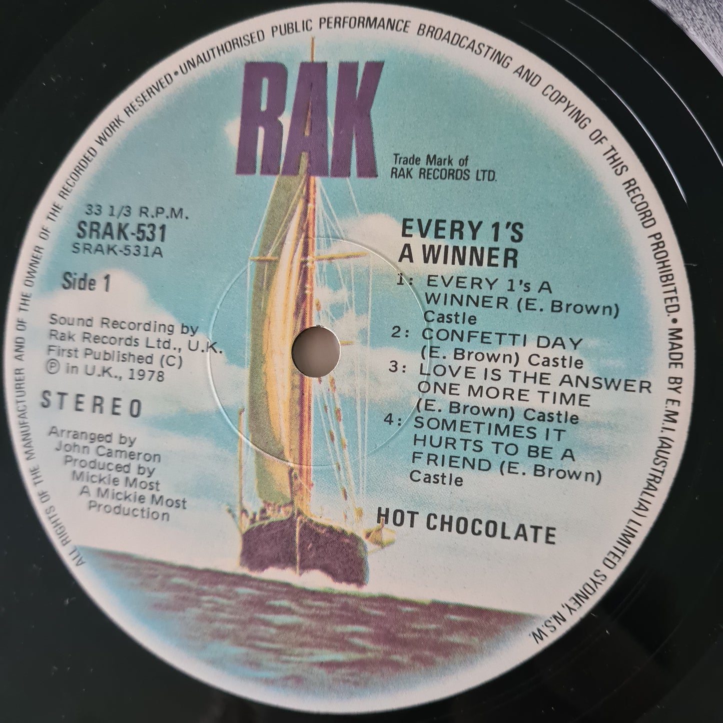 Hot Chocolate – Every 1's A Winner - 1978 - Vinyl Record LP - Sound Hound Records