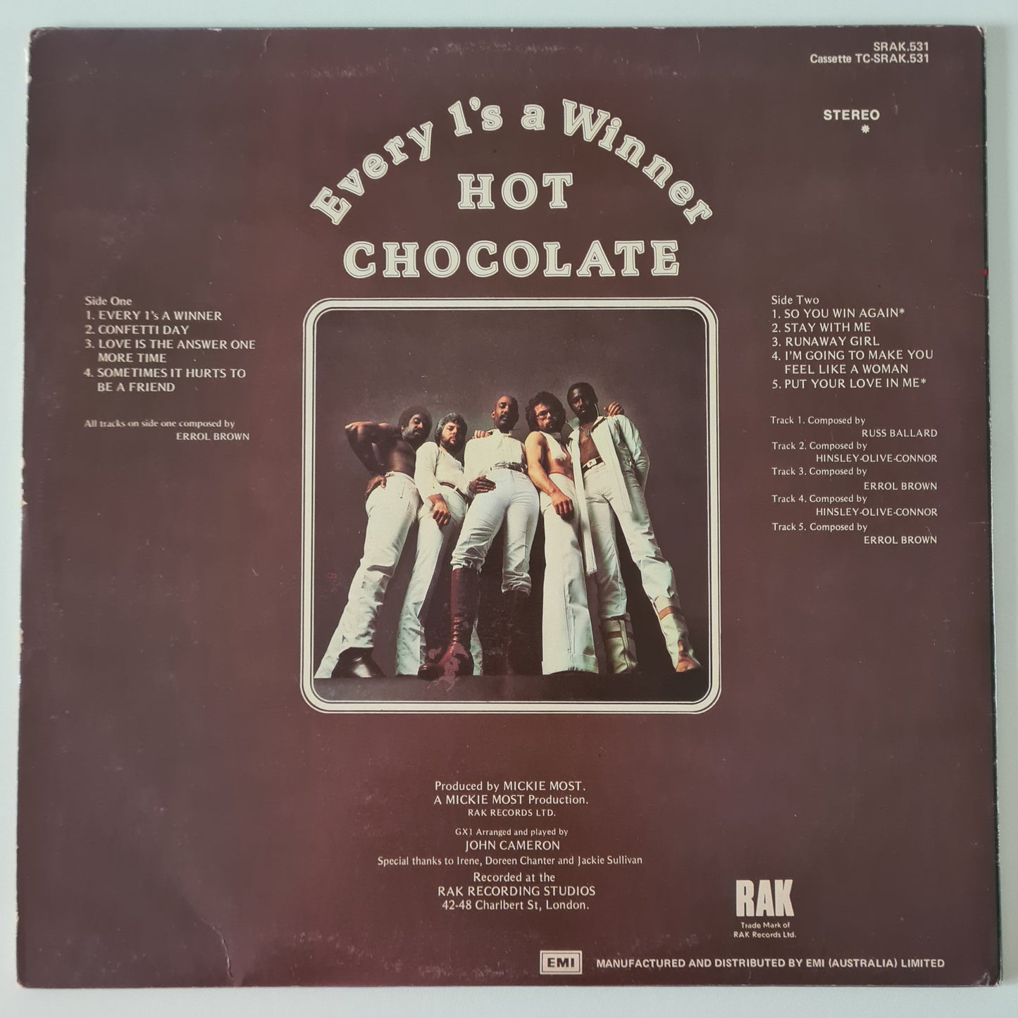 Hot Chocolate – Every 1's A Winner - 1978 - Vinyl Record LP - Sound Hound Records