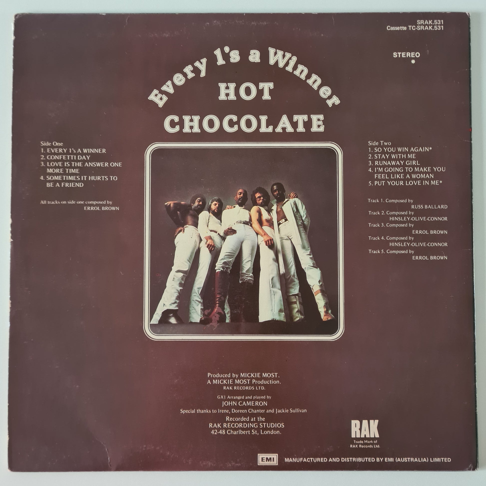 Hot Chocolate – Every 1's A Winner - 1978 - Vinyl Record LP - Sound Hound Records