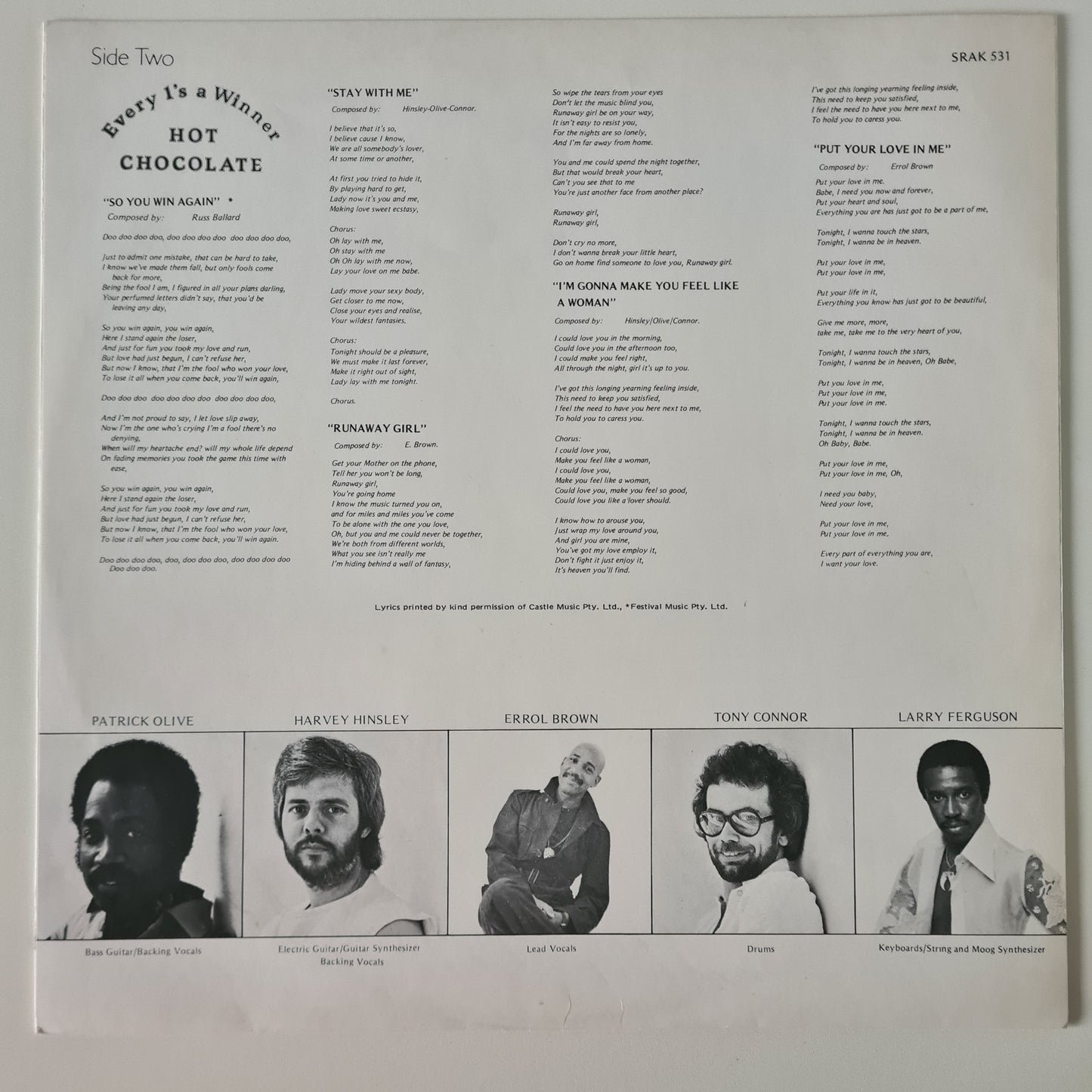 Hot Chocolate – Every 1's A Winner - 1978 - Vinyl Record LP - Sound Hound Records