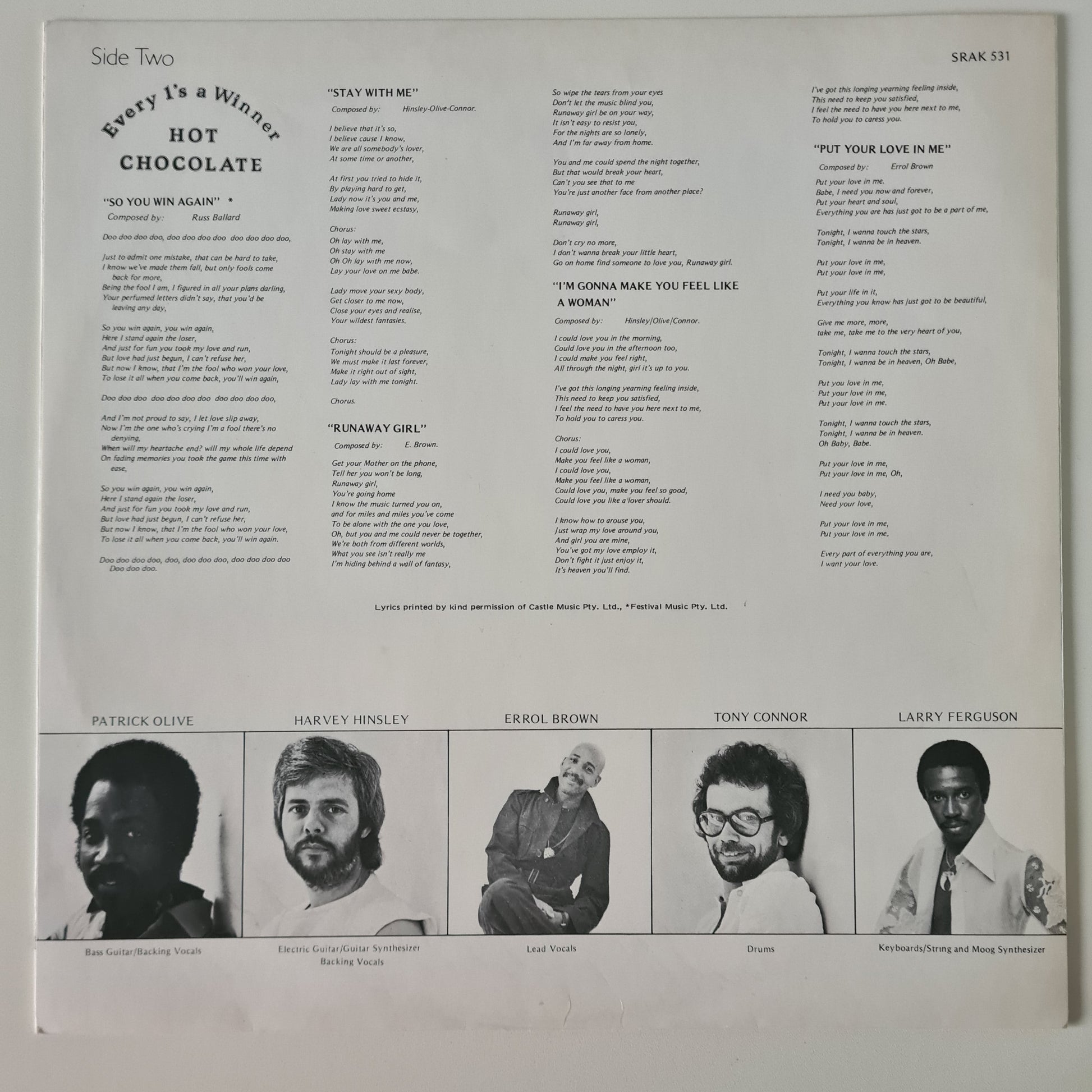 Hot Chocolate – Every 1's A Winner - 1978 - Vinyl Record LP - Sound Hound Records