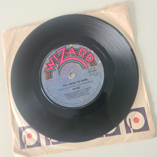 Hush – Too Young To Know / Lies - 1976 - Vinyl Record 7" Single - 45 RPM - Sound Hound Records