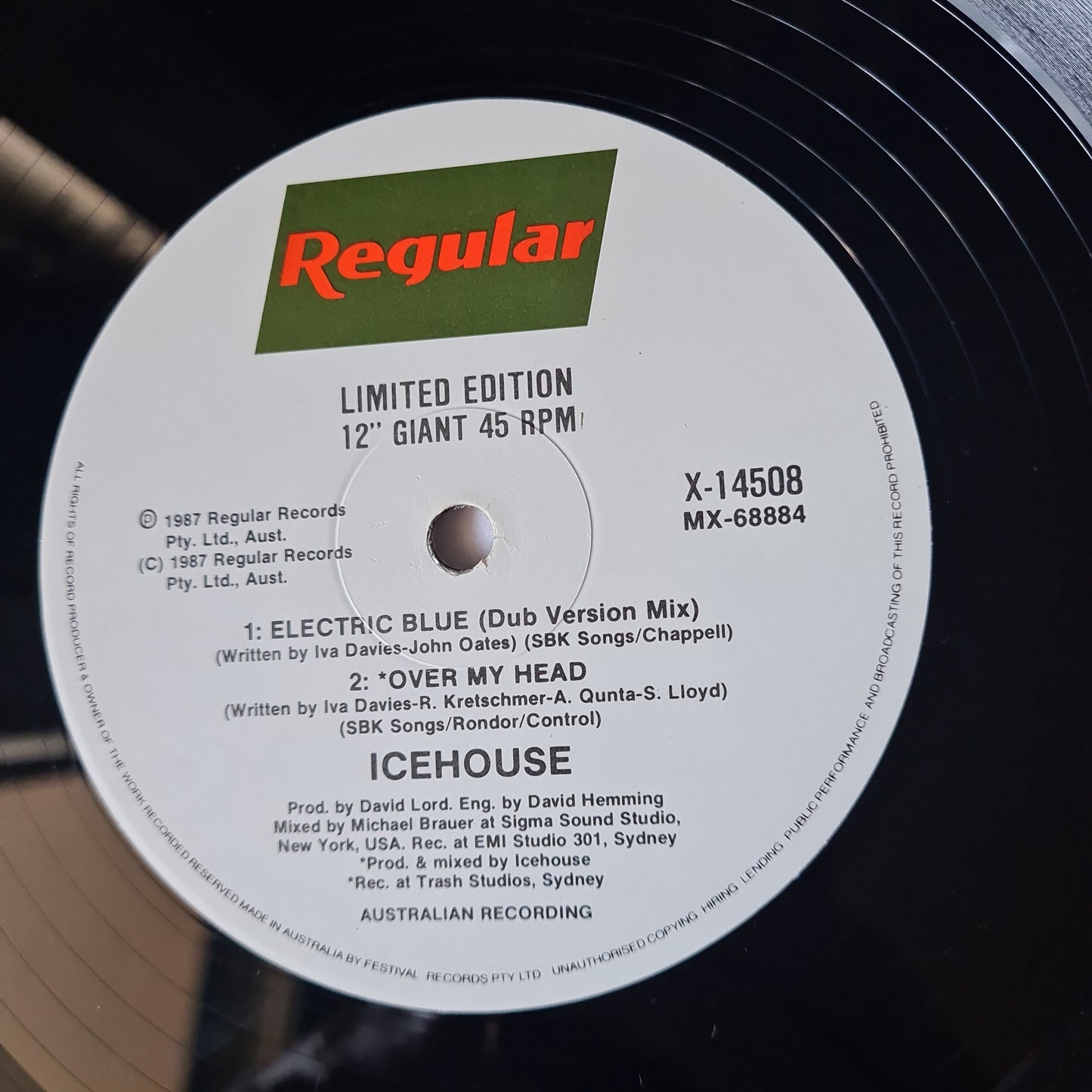Icehouse – Electric Blue (12"Dub Version Mix) - 1987 - Vinyl Record - 12 inch Single - Sound Hound Records