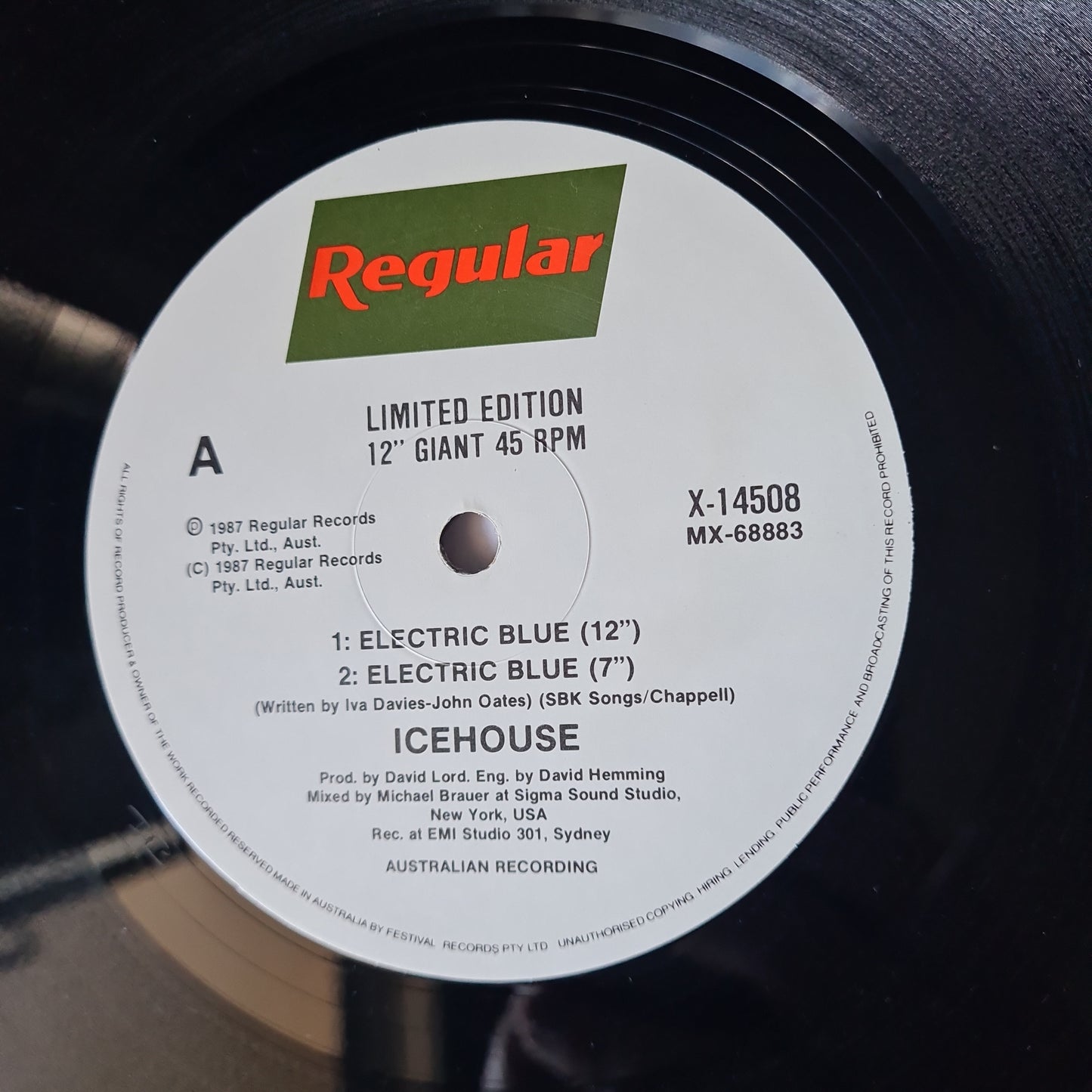 Icehouse – Electric Blue (12"Dub Version Mix) - 1987 - Vinyl Record - 12 inch Single - Sound Hound Records