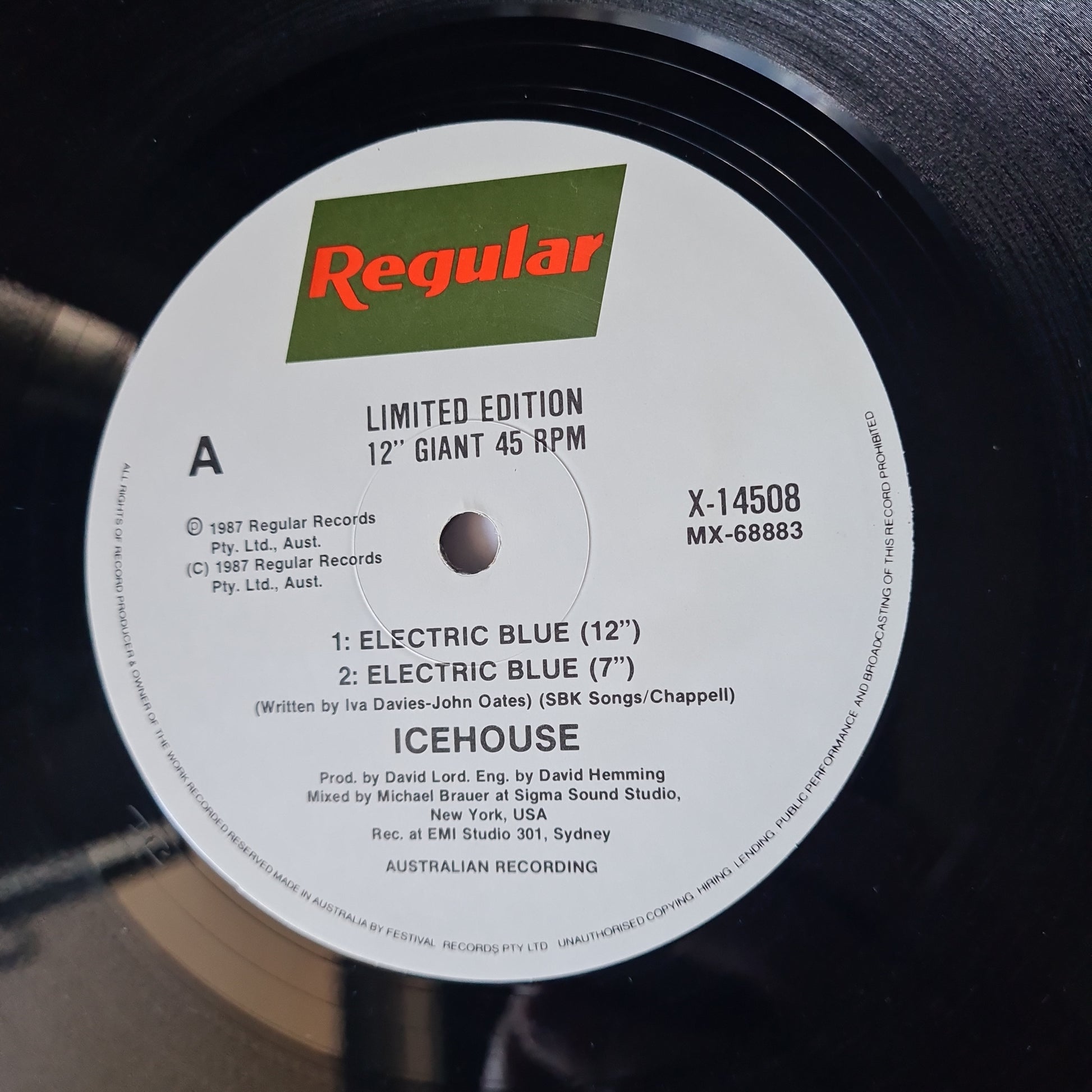 Icehouse – Electric Blue (12"Dub Version Mix) - 1987 - Vinyl Record - 12 inch Single - Sound Hound Records