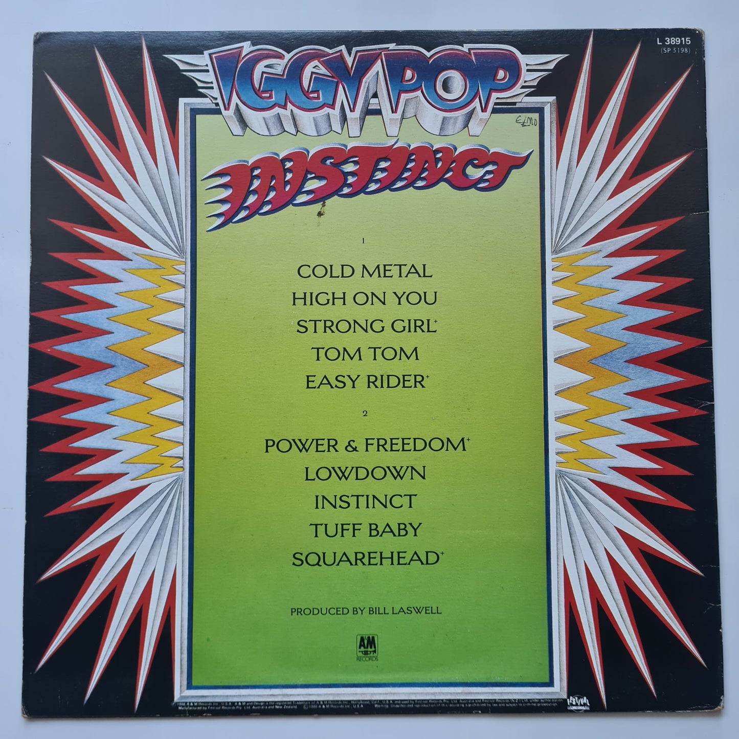 Iggy Pop – Instinct - 1988 - Vinyl Record LP - Sound Hound Records