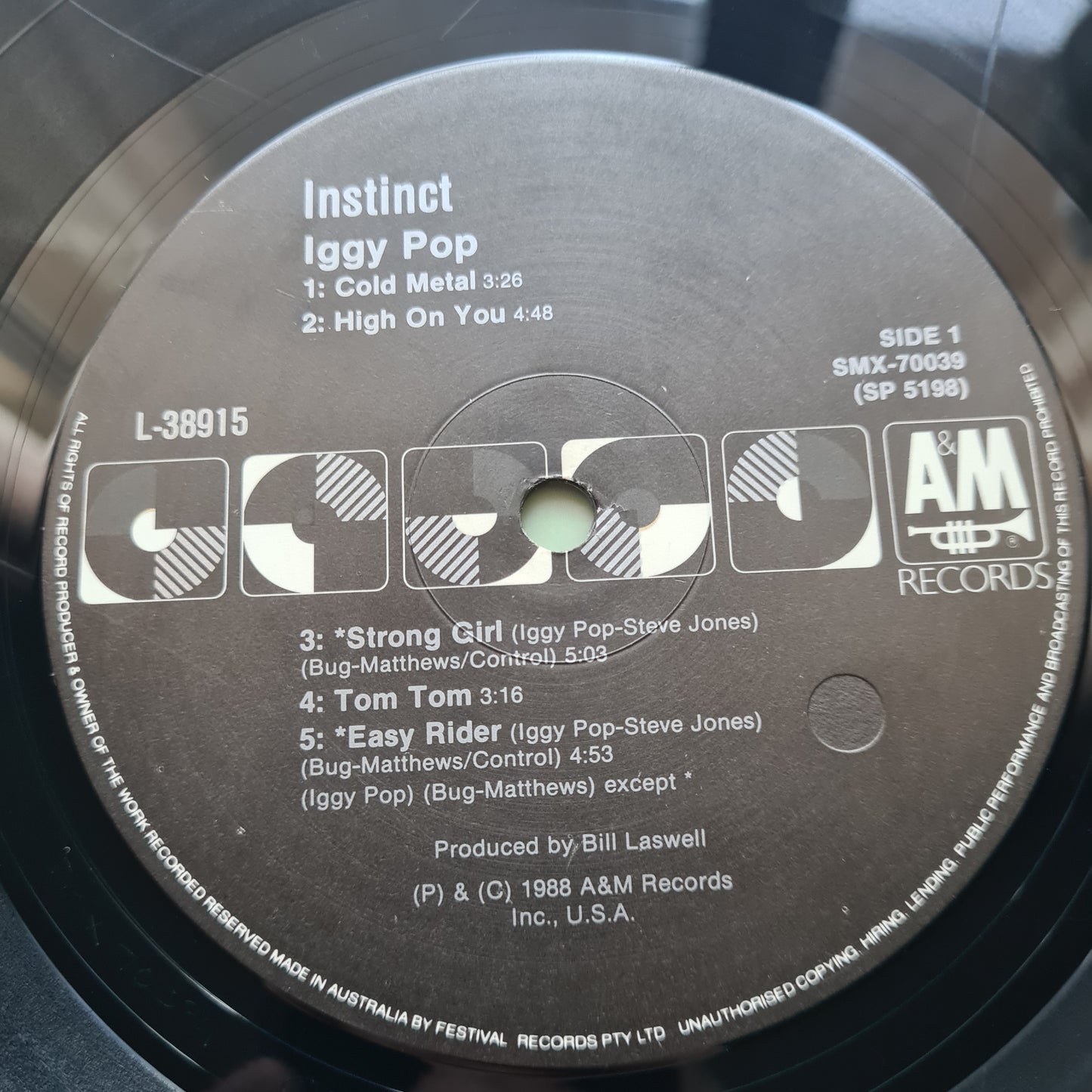 Iggy Pop – Instinct - 1988 - Vinyl Record LP - Sound Hound Records