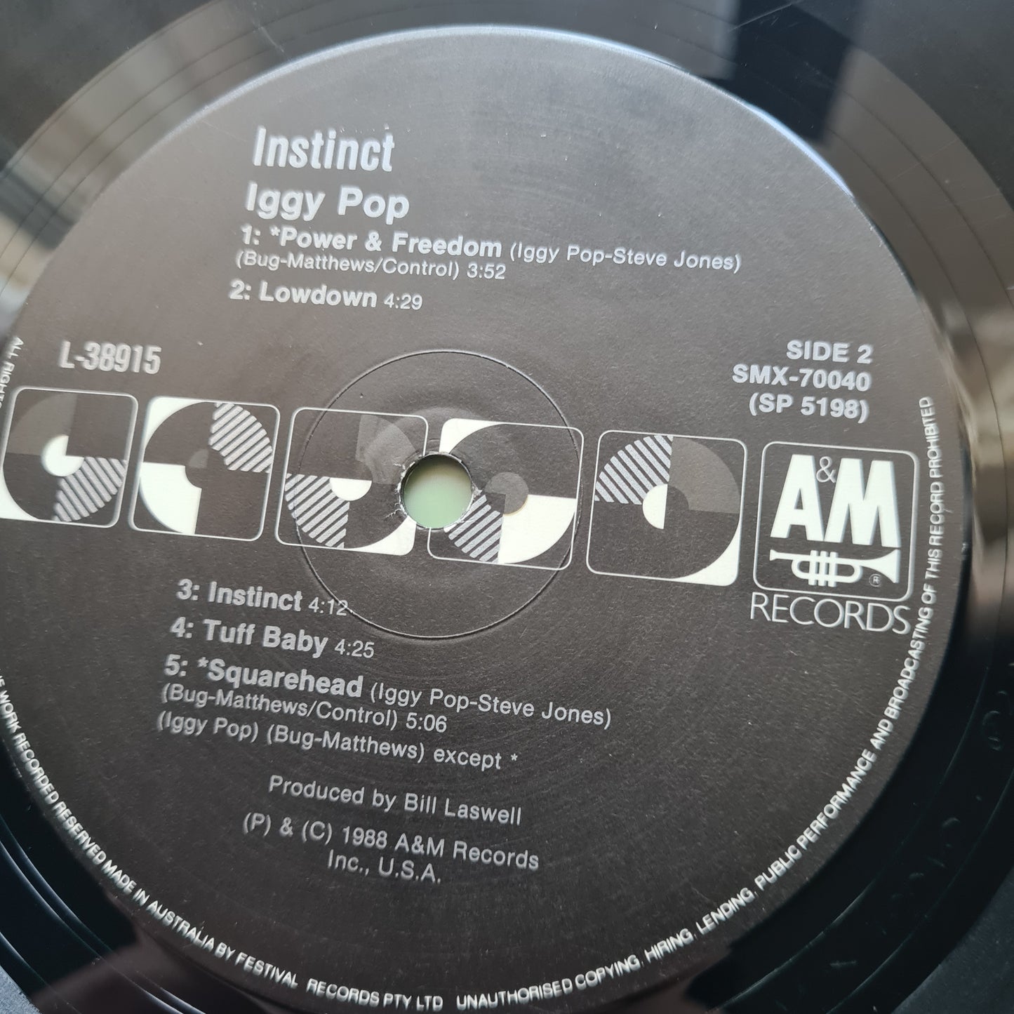 Iggy Pop – Instinct - 1988 - Vinyl Record LP - Sound Hound Records
