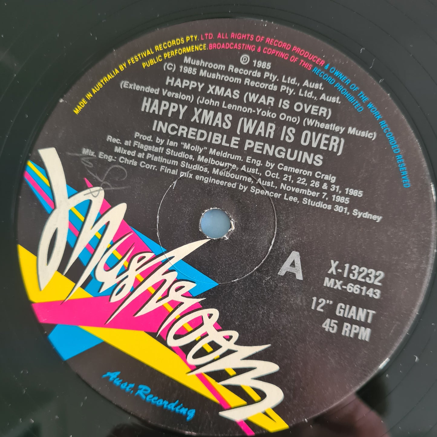 Incredible Penguins (John Farnham, Angry Anderson, etc) – Happy Xmas (War Is Over) - 1985 - Vinyl Record 12" Maxi Single - Sound Hound Records