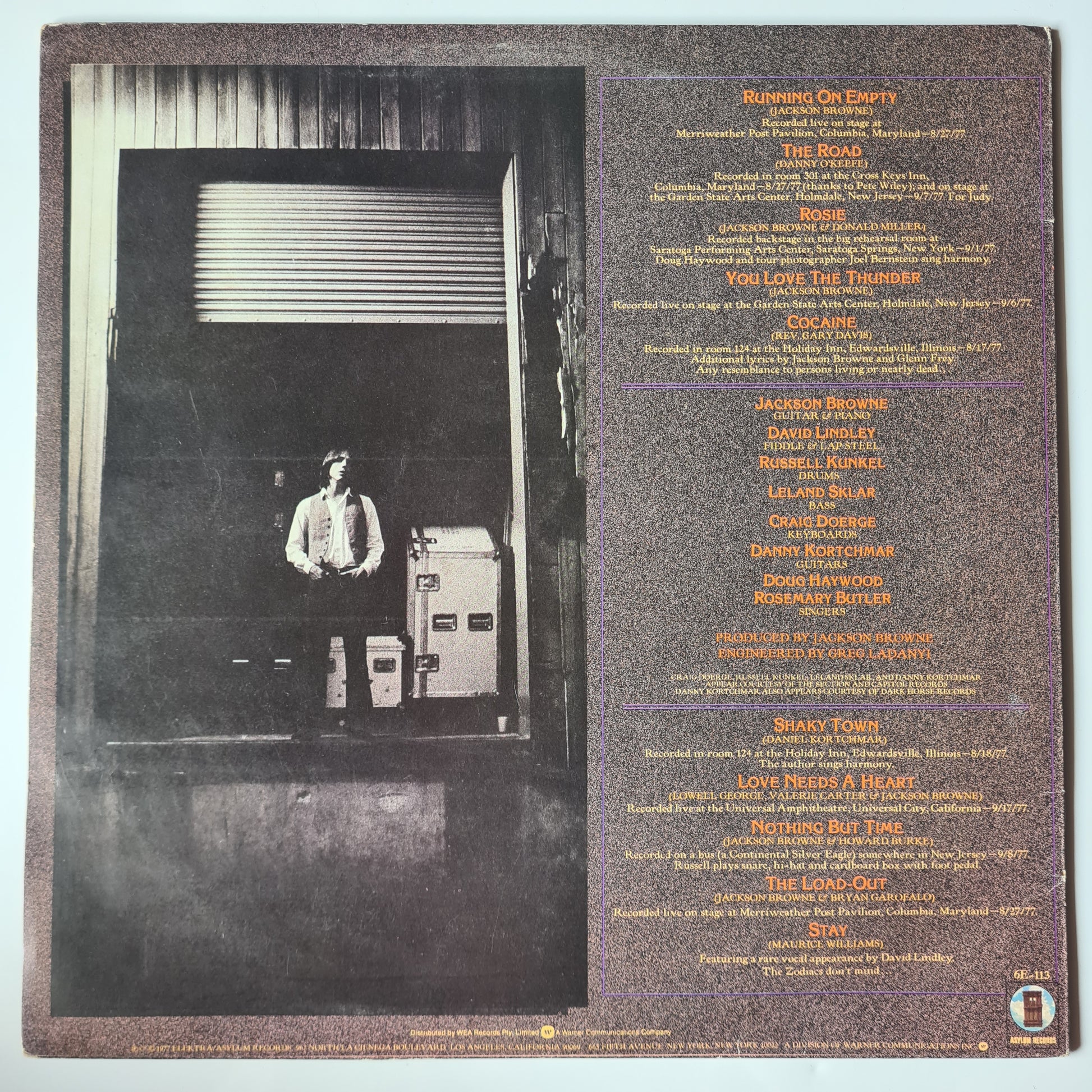 Jackson Browne – Running On Empty - 1977 - Vinyl Record LP - Sound Hound Records