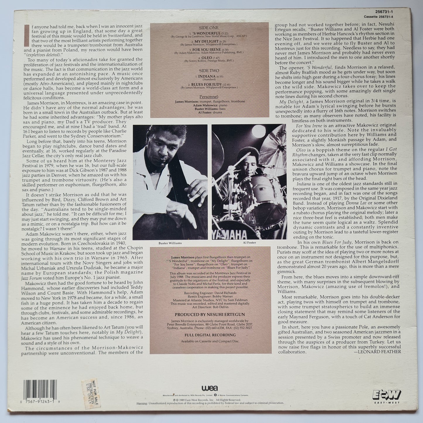James Morrison And Adam Makowicz – Swiss Encounter: At The Montreux Jazz Festival - 1989 - Vinyl Record LP - Sound Hound Records
