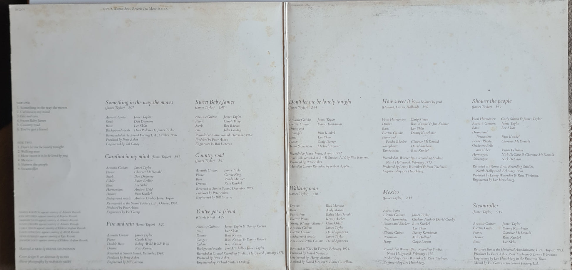 James Taylor – Greatest Hits - 1976 - Vinyl Record LP - Sound Hound Records