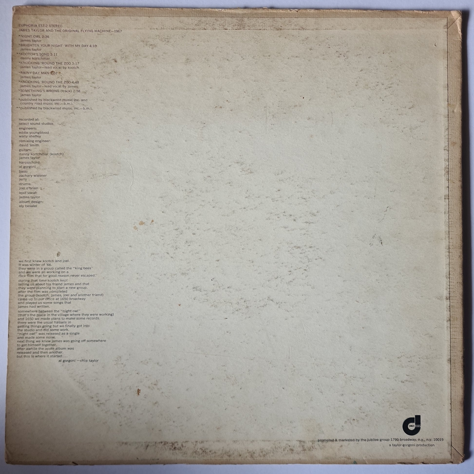 James Taylor – James Taylor & The Flying Machine - 1967 (70's Pressing) - Vinyl Record LP - Sound Hound Records