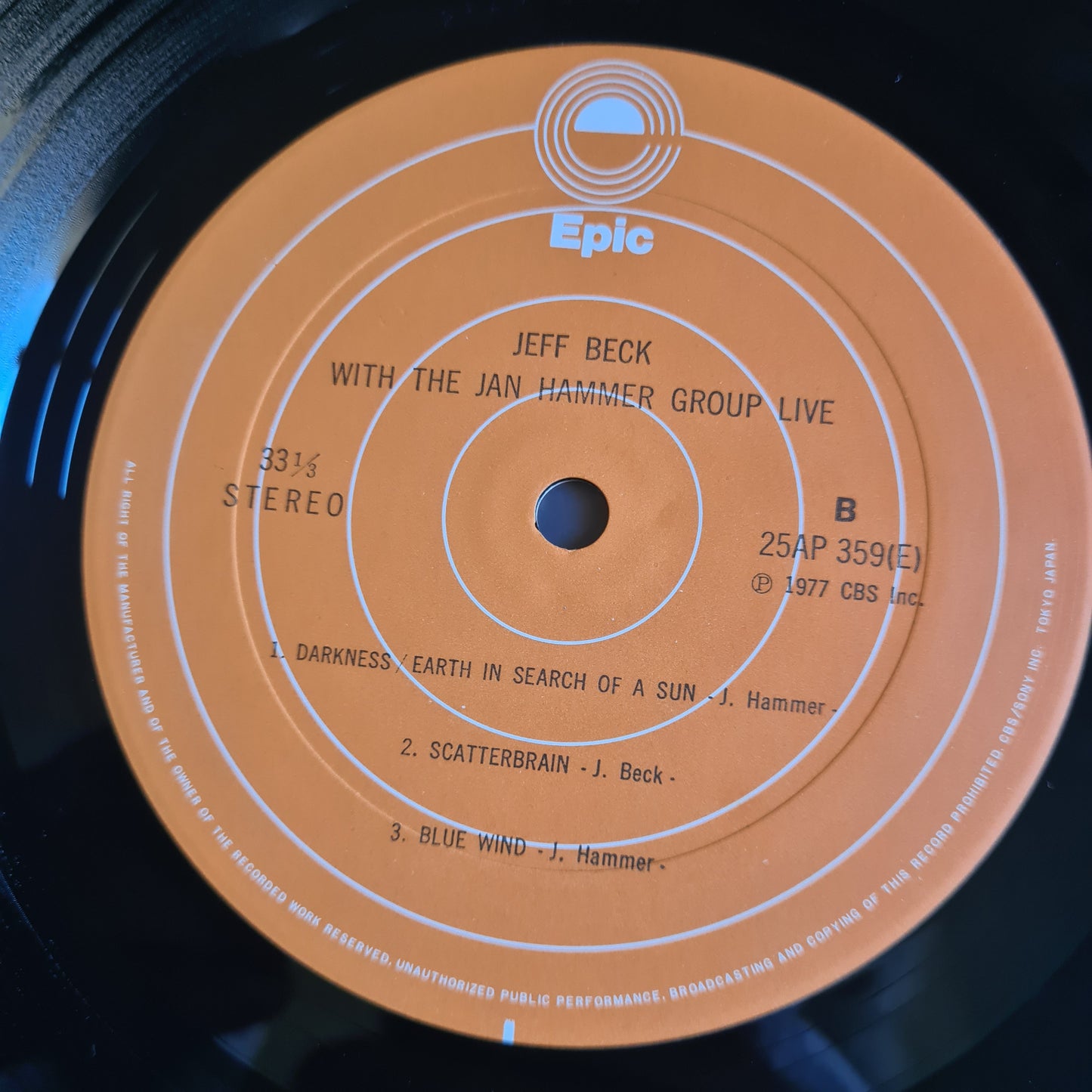 Jeff Beck With The Jan Hammer Group – Live - 1977 (Japanese Pressing) - Vinyl Record LP - Sound Hound Records