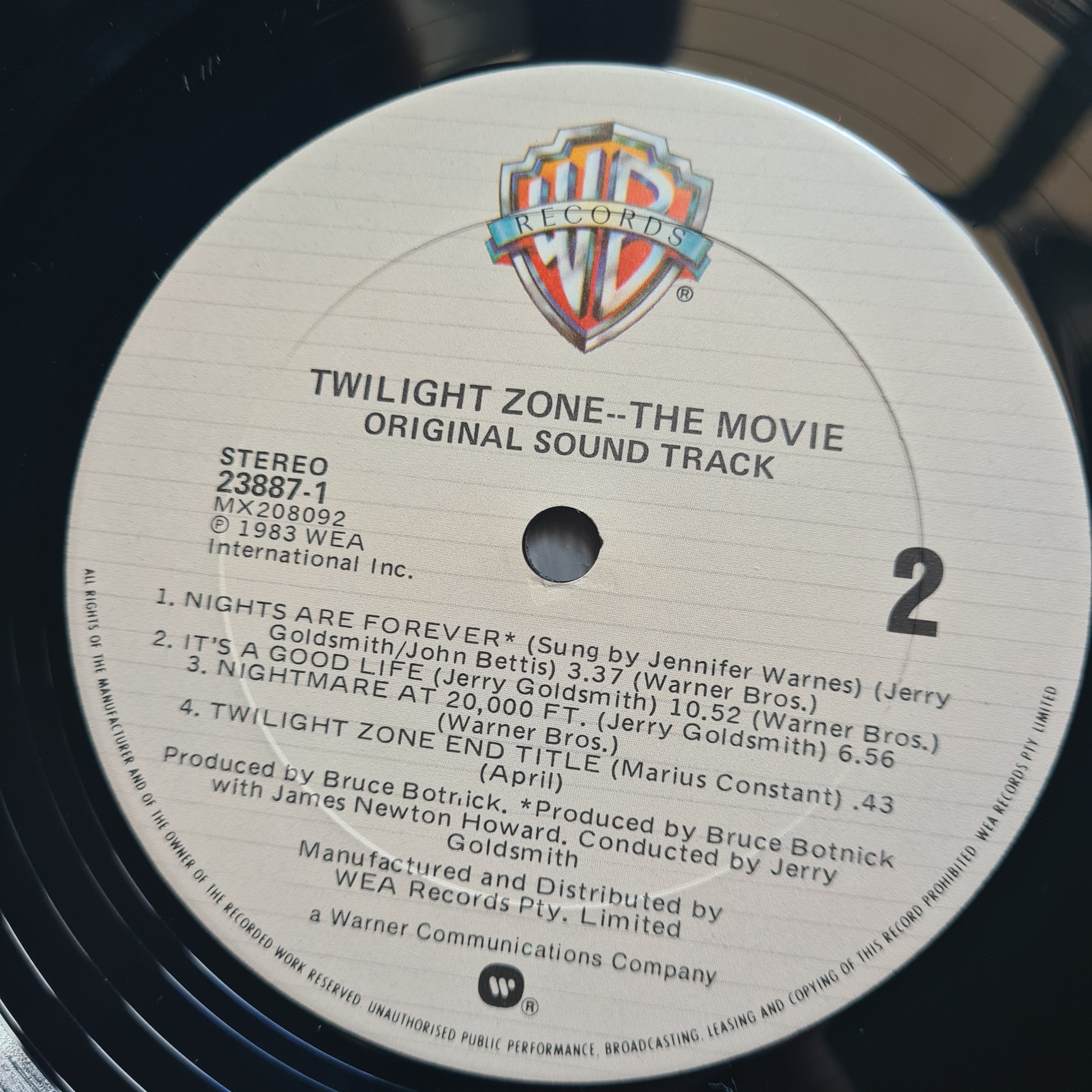 Jerry Goldsmith – Twilight Zone: The Movie (Original Horror Soundtrack)- 1983 - Vinyl Record LP - Sound Hound Records
