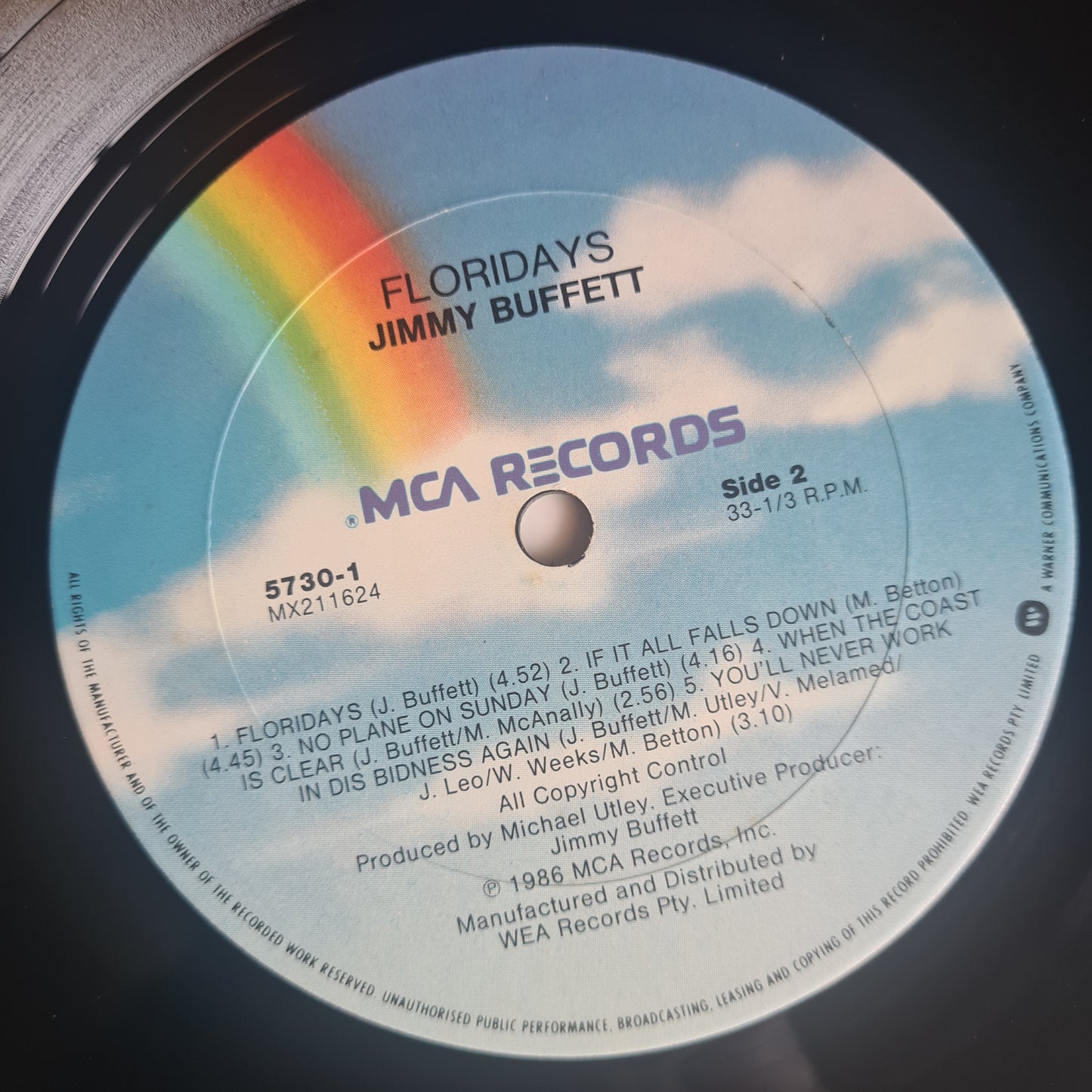 Jimmy Buffett – Floridays - 1986 - Vinyl Record LP - Sound Hound Records