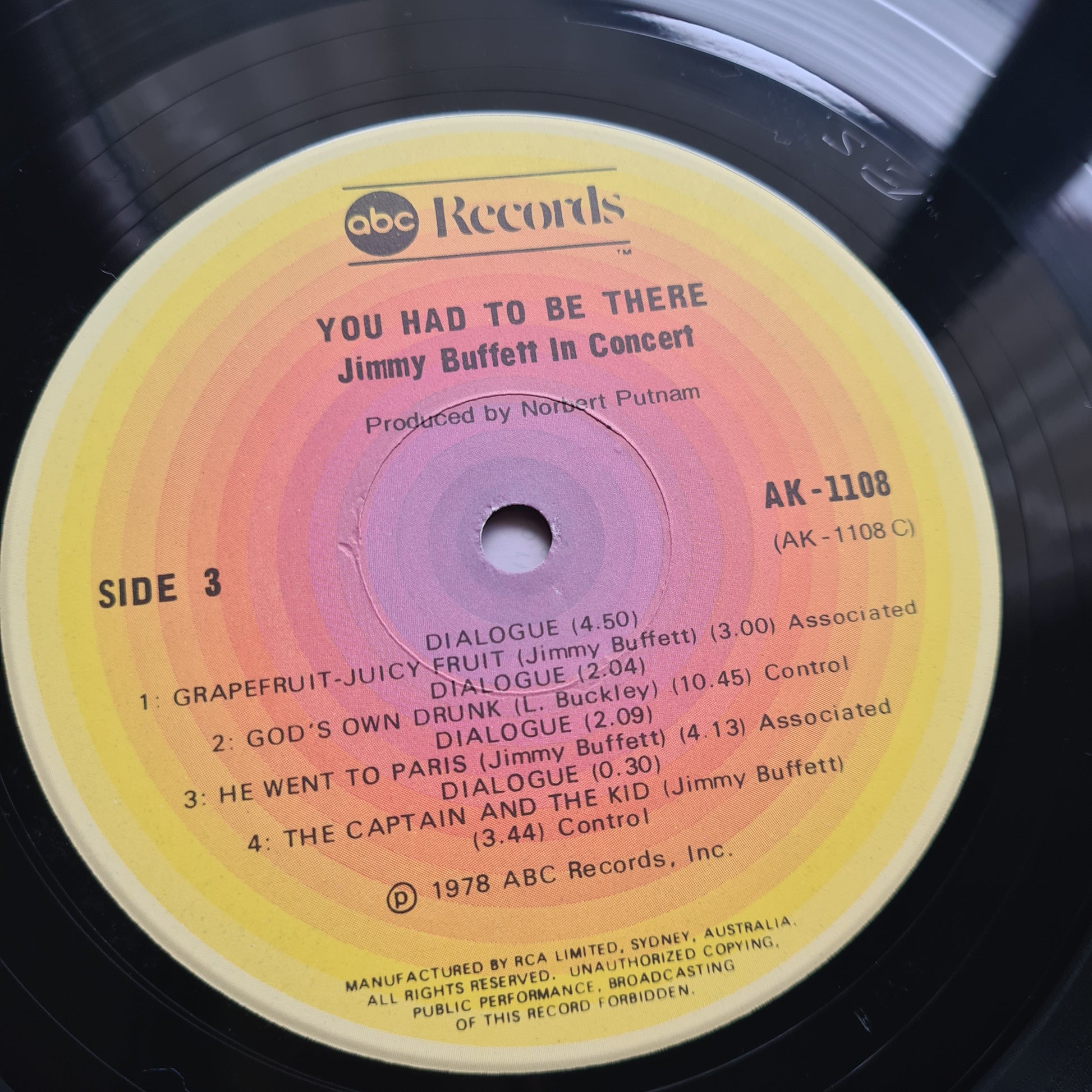Jimmy Buffett – "You Had To Be There" : Recorded Live - 1978 - Vinyl Record 2LP - Sound Hound Records