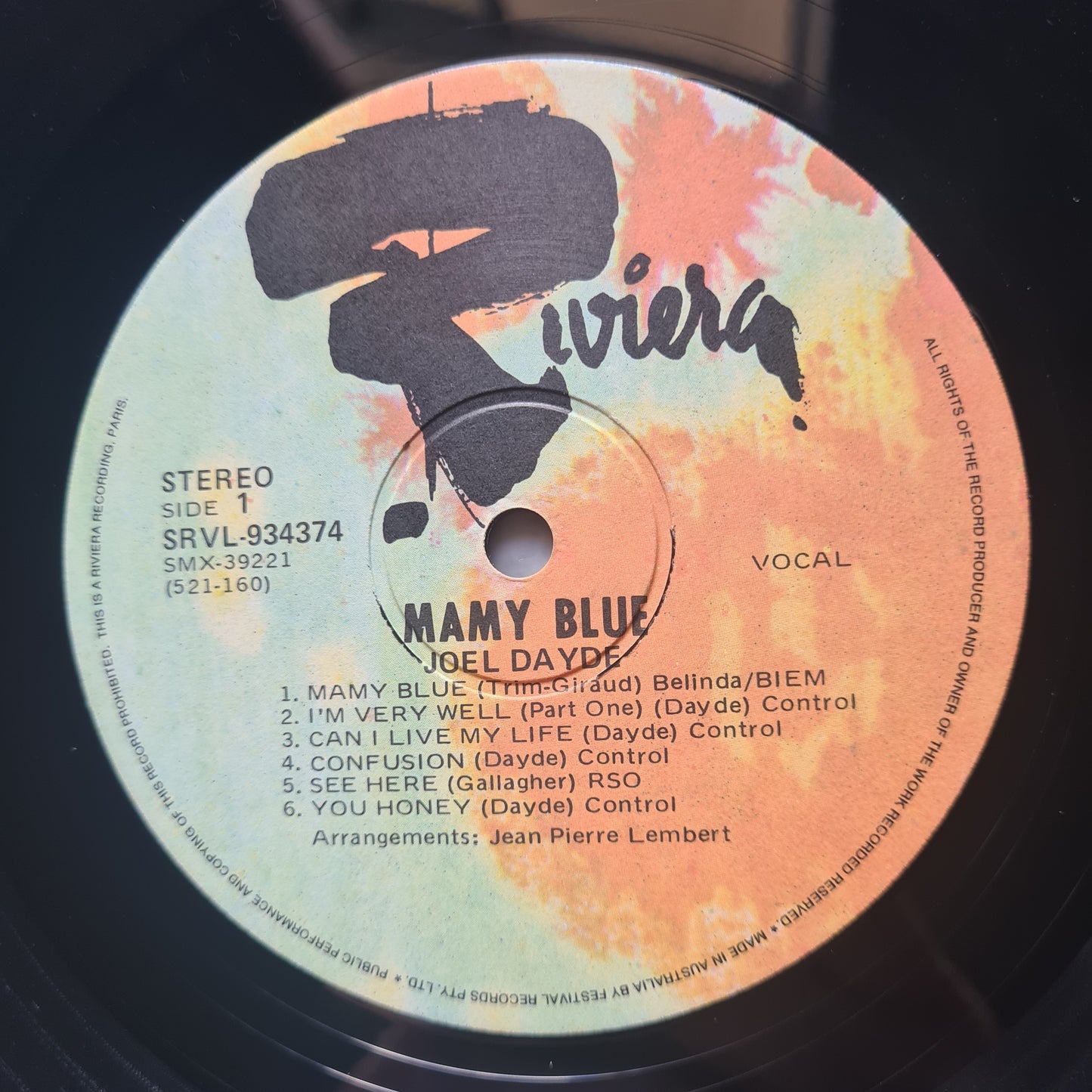 Joël Daydé  – Mamy Blue - 1971 - Vinyl Record LP - Sound Hound Records
