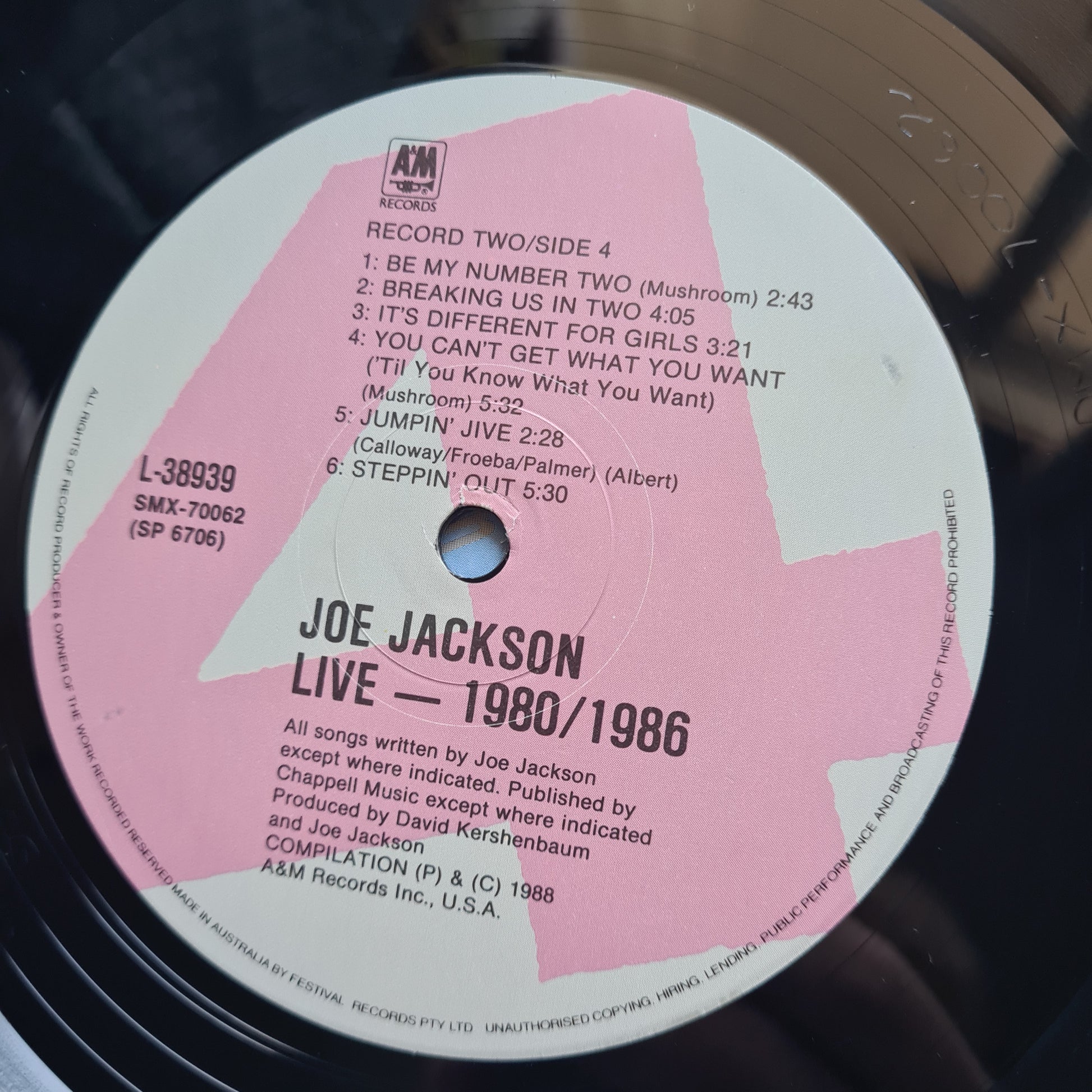 Joe Jackson – Live 1980/86 - 1988 - Vinyl Record 2LP - Sound Hound Records