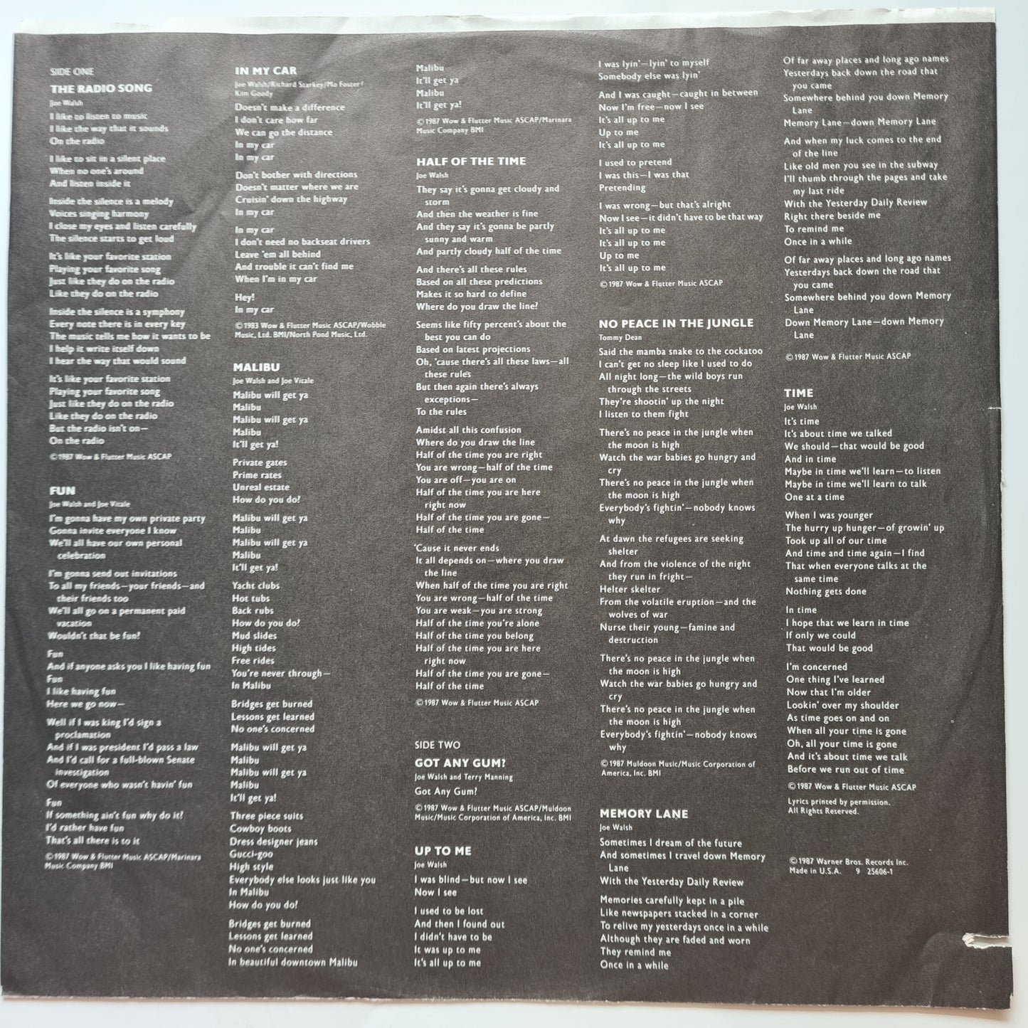 Joe Walsh (Eagles) – Got Any Gum? (1st USA Pressing) - 1987 - Vinyl Record LP (near mint) - Sound Hound Records