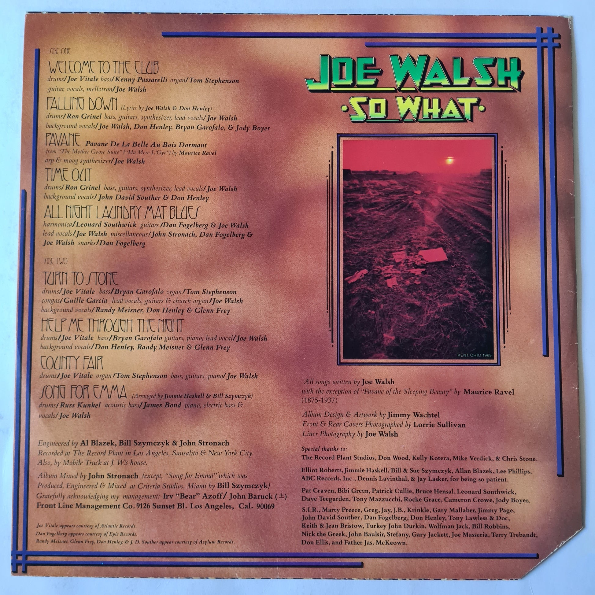 Joe Walsh (Eagles) – So What - 1974 - Vinyl Record LP - Sound Hound Records