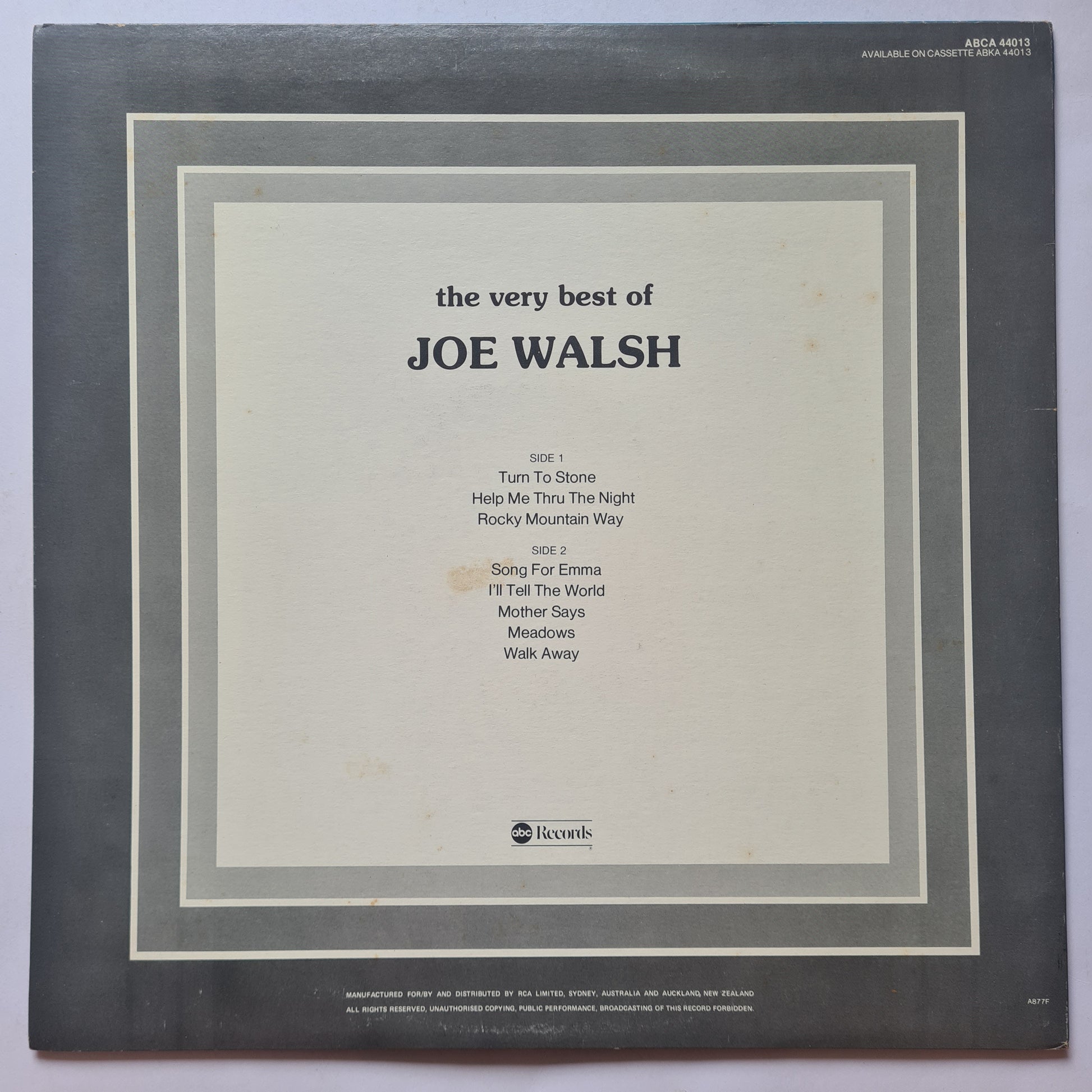 Joe Walsh (Eagles) – The Very Best Of Joe Walsh - 1977 - Vinyl Record LP (near mint) - Sound Hound Records