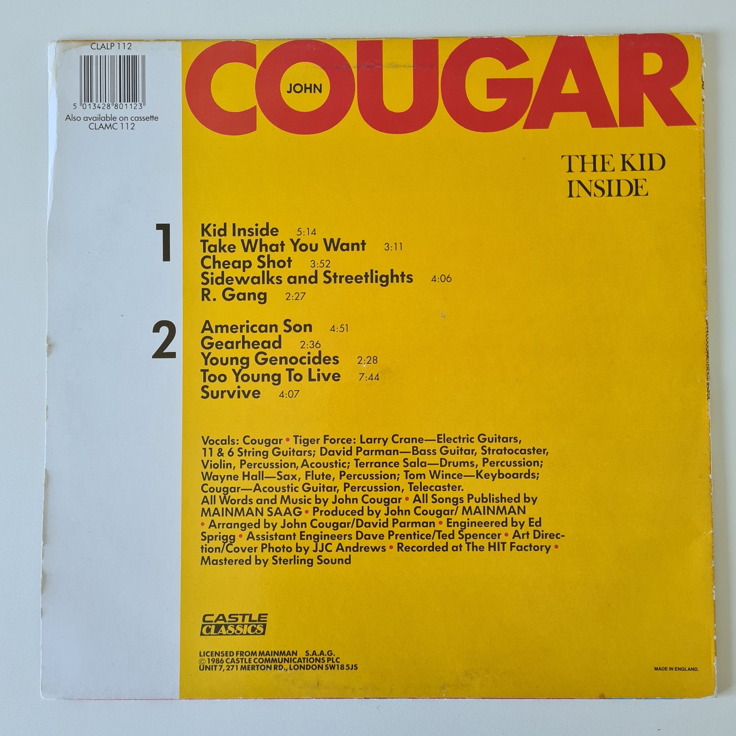 John Cougar – The Kid Inside (The Lost Album) - 1982 (1986 UK Pressing) - Vinyl Record LP - Sound Hound Records