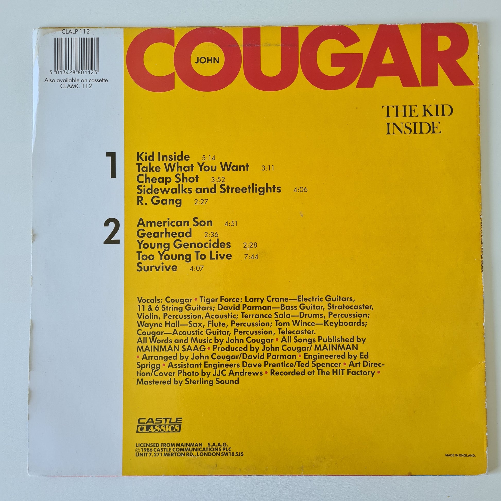 John Cougar – The Kid Inside (The Lost Album) - 1982 (1986 UK Pressing) - Vinyl Record LP - Sound Hound Records