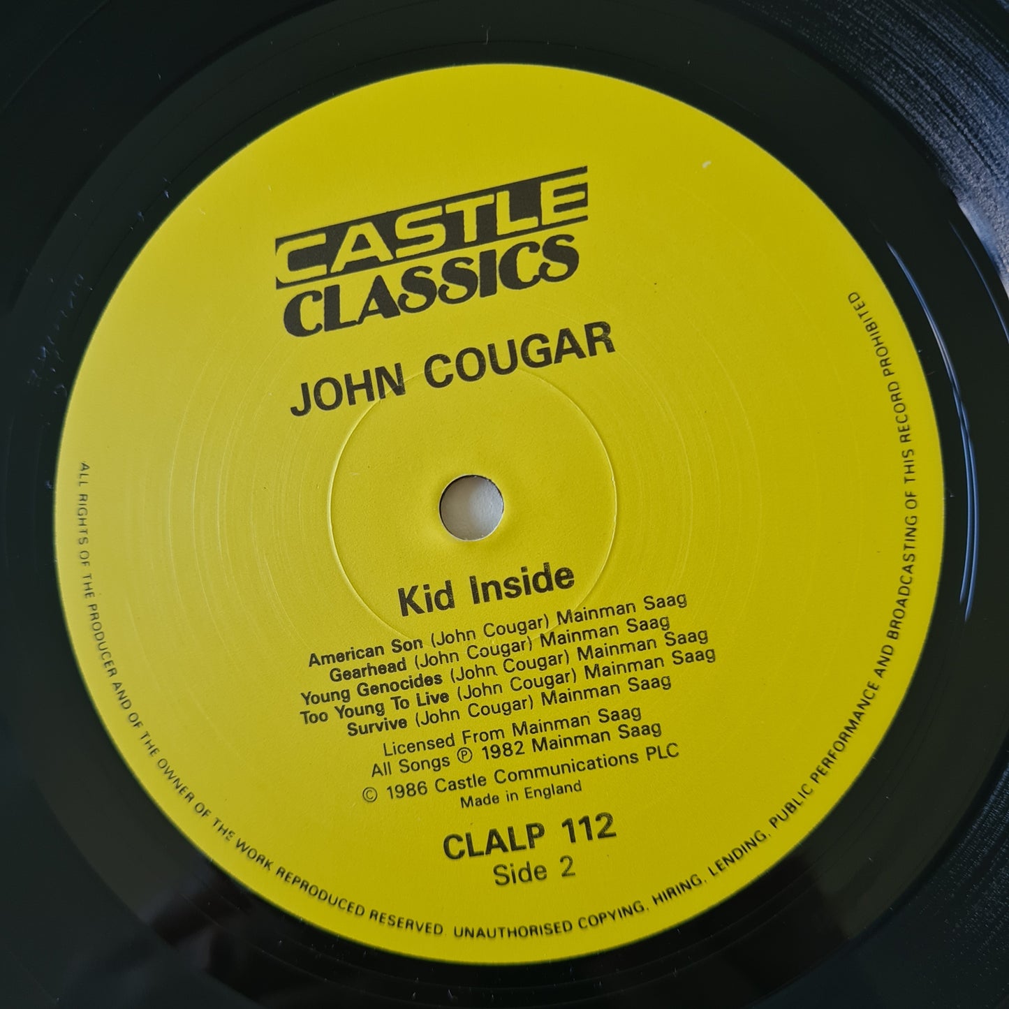 John Cougar – The Kid Inside (The Lost Album) - 1982 (1986 UK Pressing) - Vinyl Record LP - Sound Hound Records