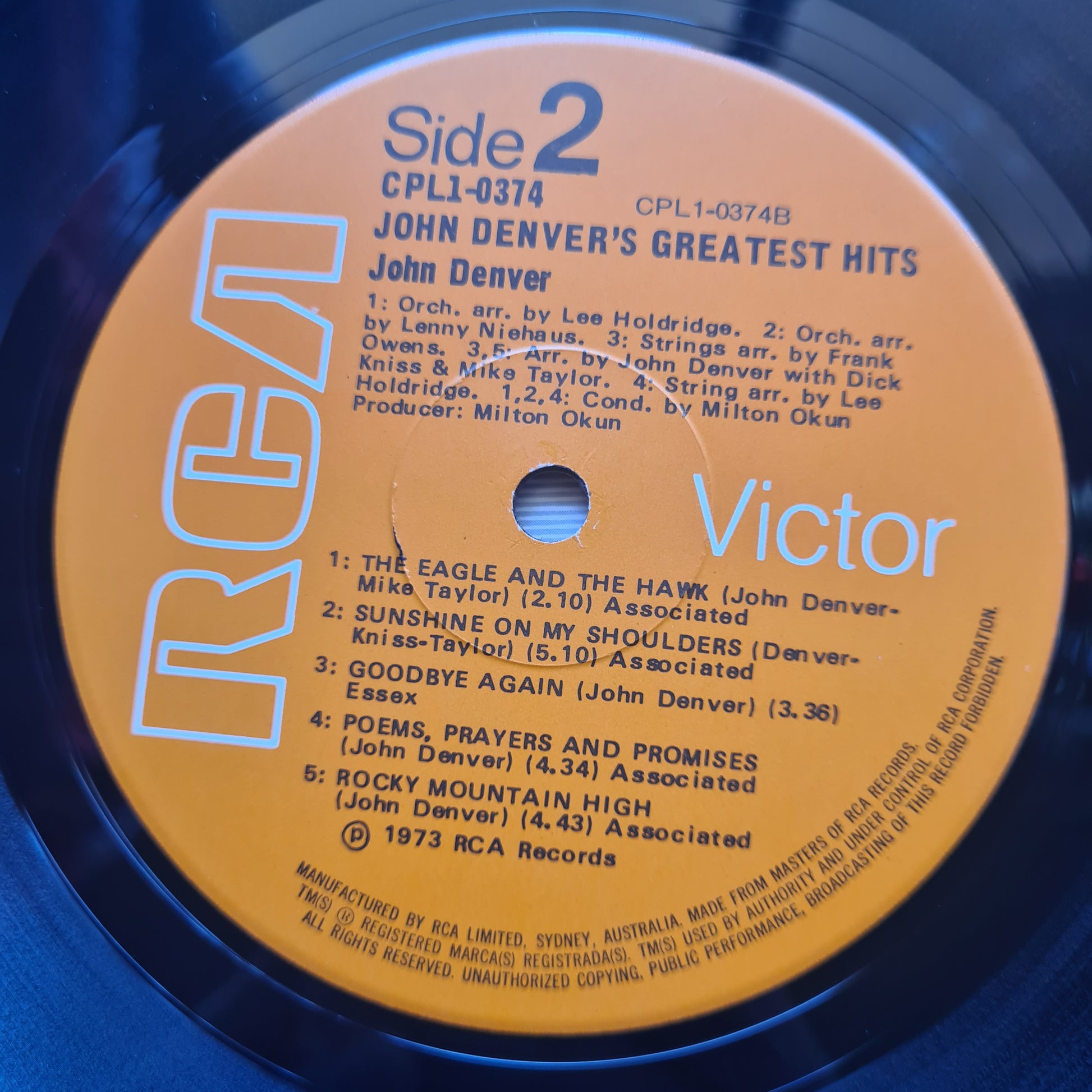 John Denver – John Denver's Greatest Hits - 1973 - Vinyl Record LP - Sound Hound Records