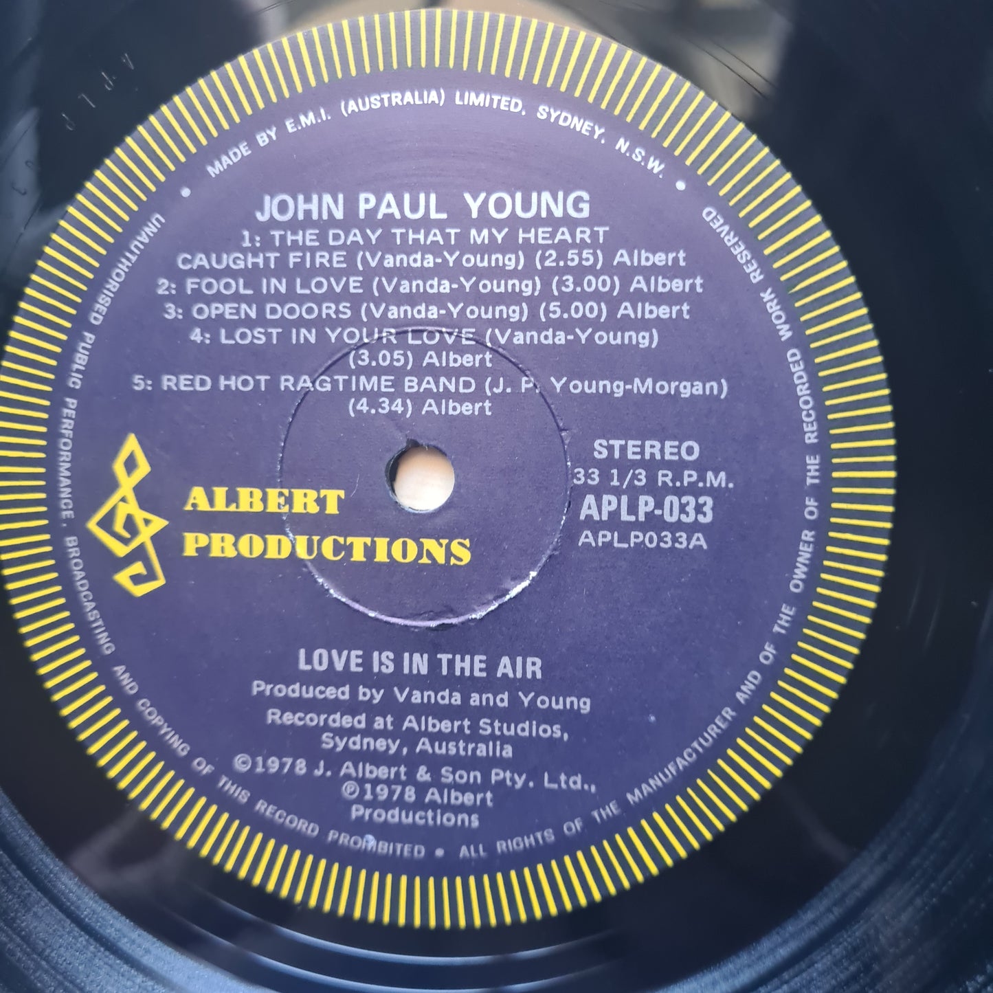 John Paul Young – Love Is In The Air - 1978 - Vinyl Record LP - Sound Hound Records