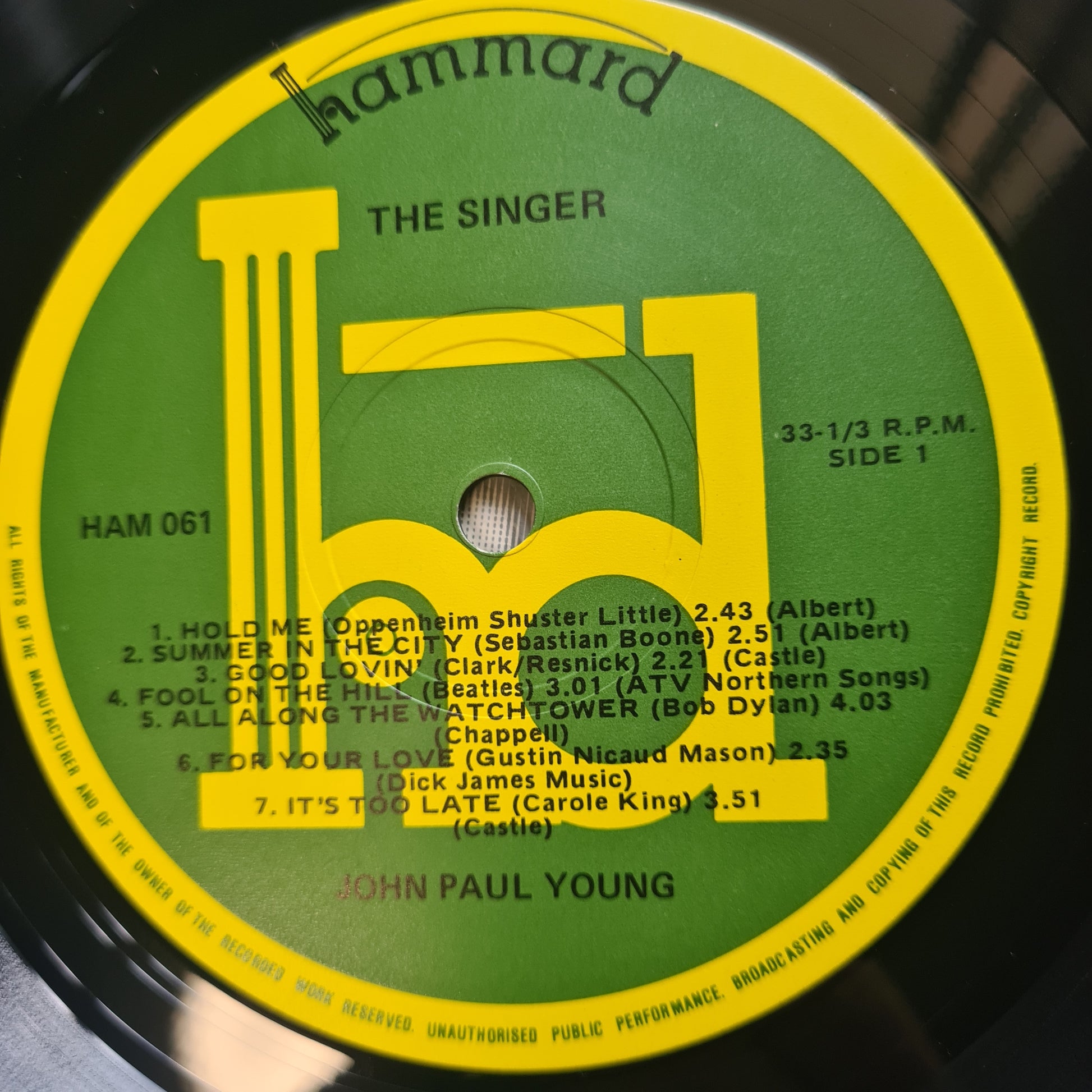 John Paul Young – The Singer - 1981 - Vinyl Record LP - Sound Hound Records