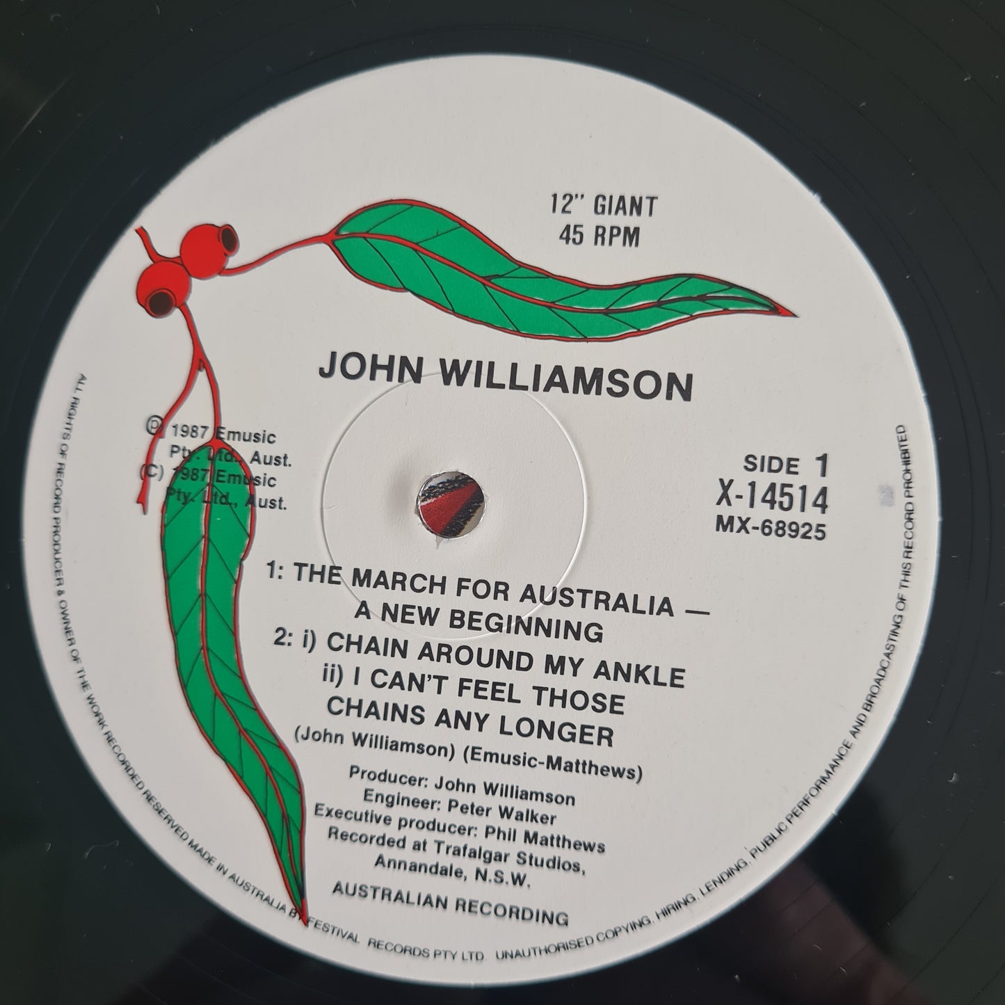 John Williamson – The March For Australia A New Beginning - 1987 - Vinyl Record 12" Maxi Single - Sound Hound Records